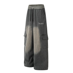 CapCabin Washed Cargo Wide-Leg Pants