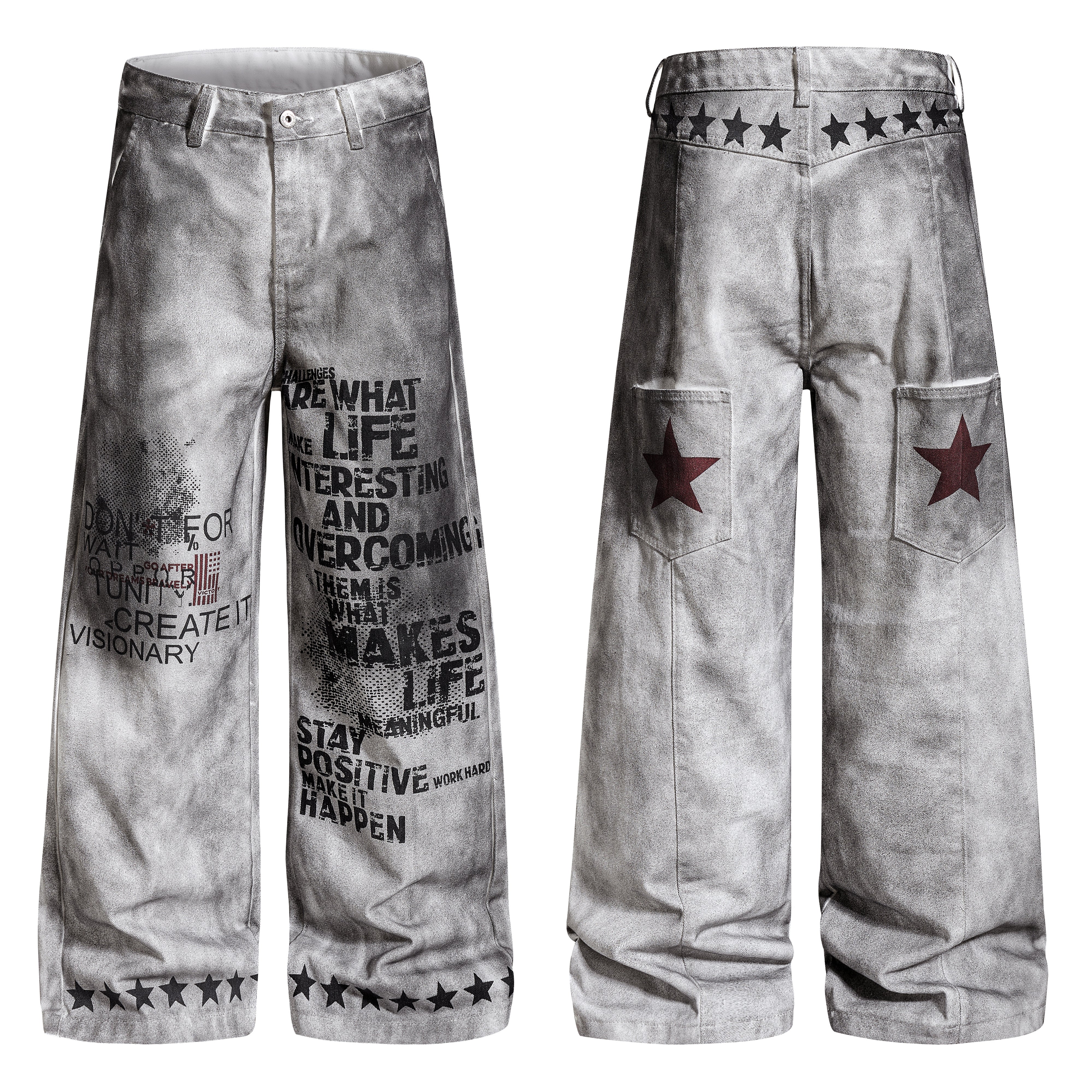 CapCabin Graphic Washed Wide-Leg Pants