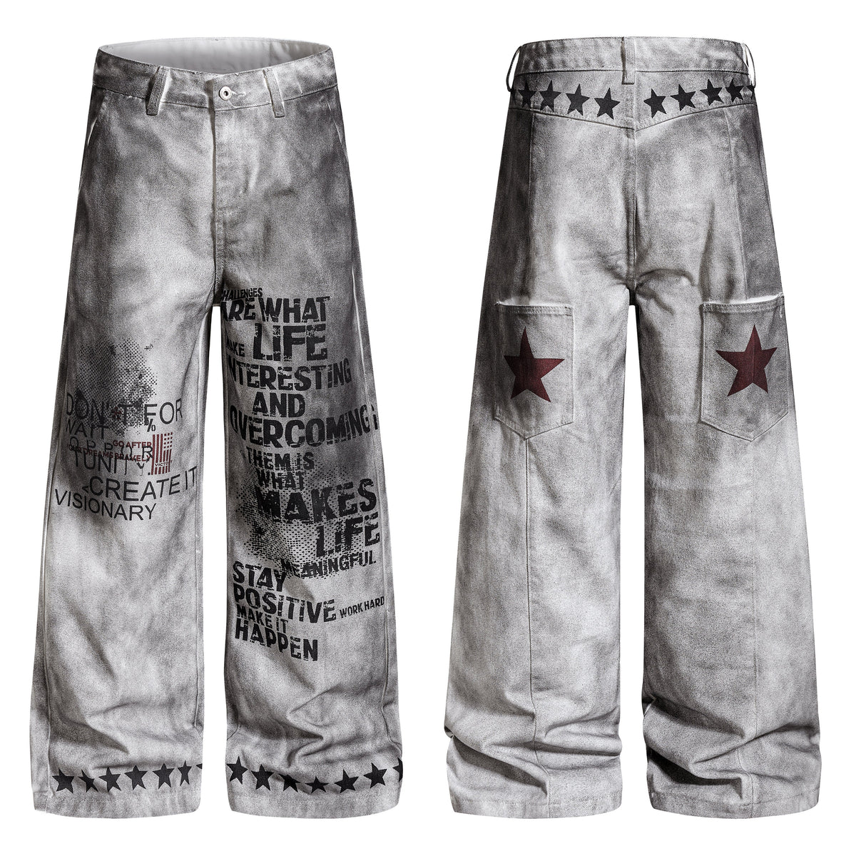 CapCabin Graphic Washed Wide-Leg Pants