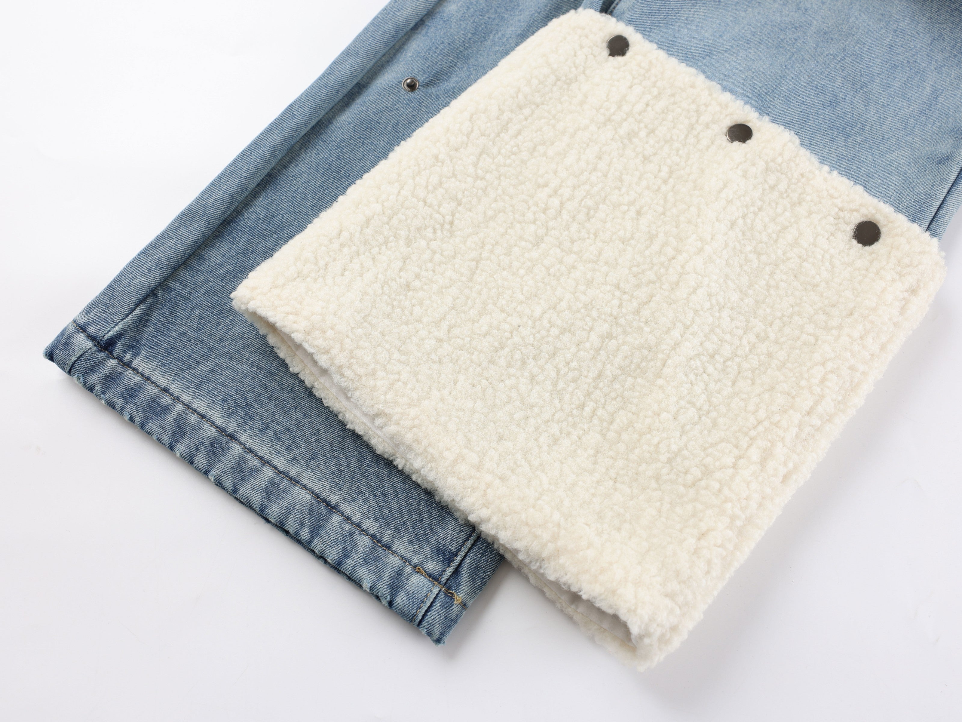 CapCabin Fleece-Lined Stacked Denim Pants