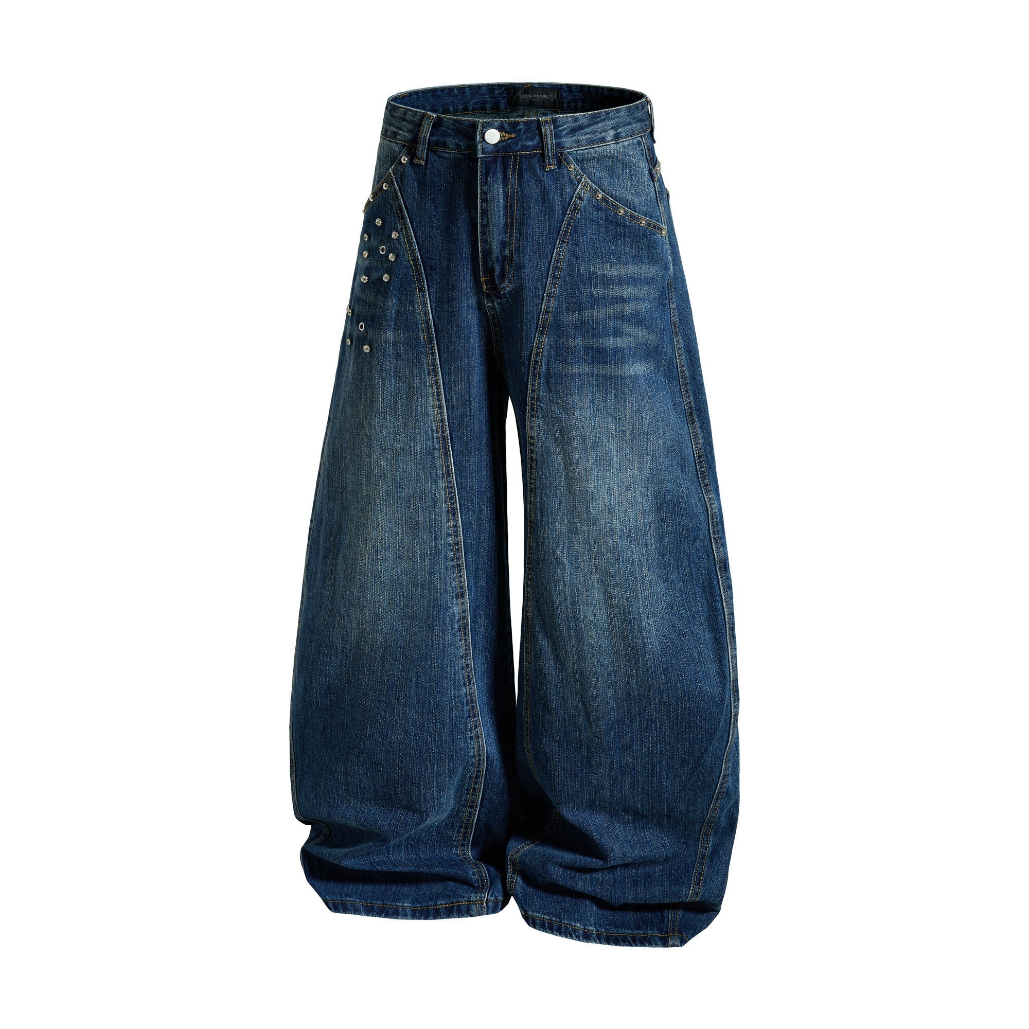CapCabin “Studded Panel Denim Jeans”