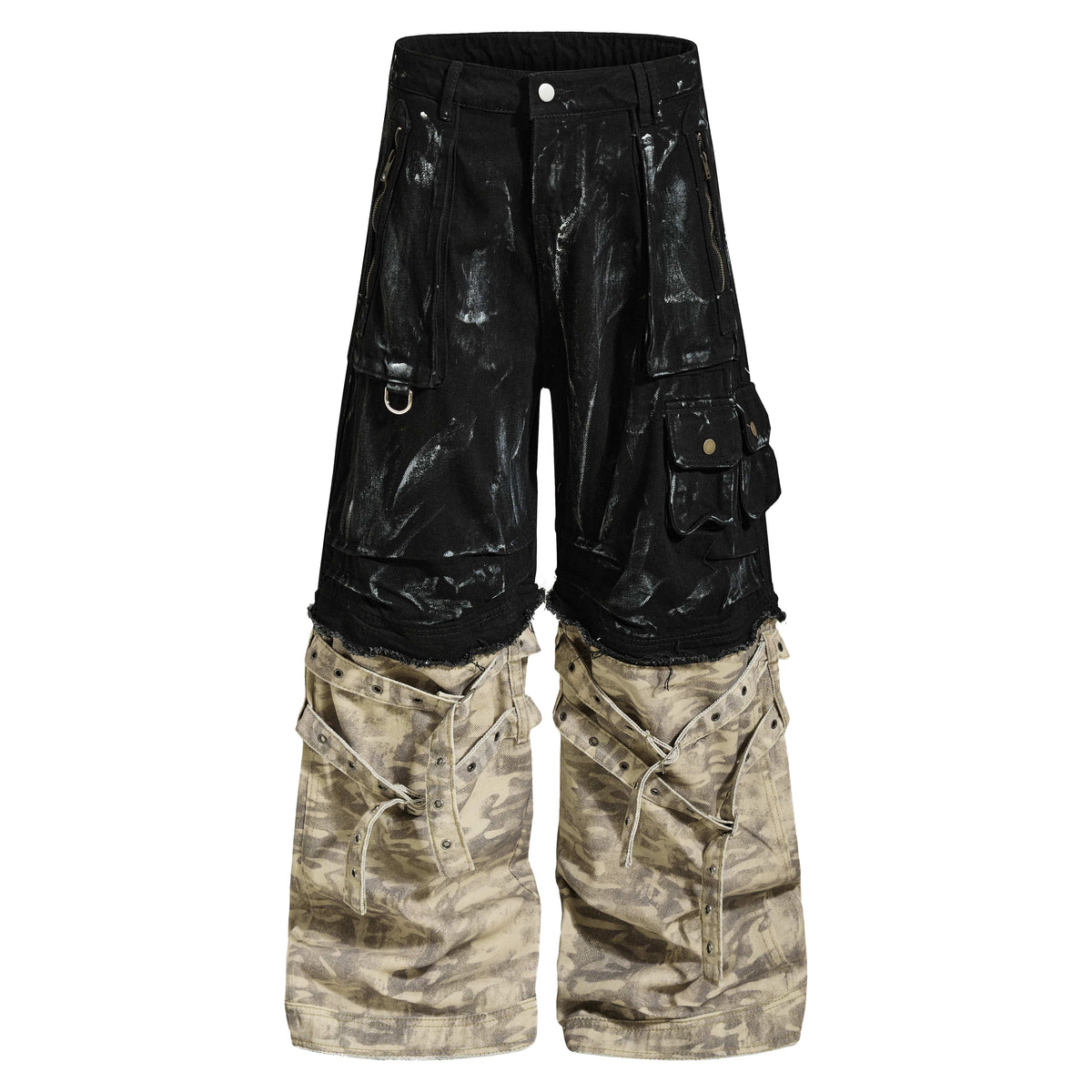CapCabin Washed Utility Cargo Denim Pants