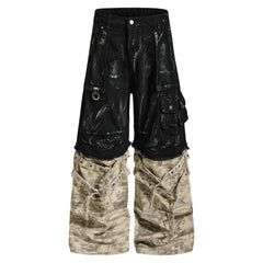 CapCabin Washed Utility Cargo Denim Pants