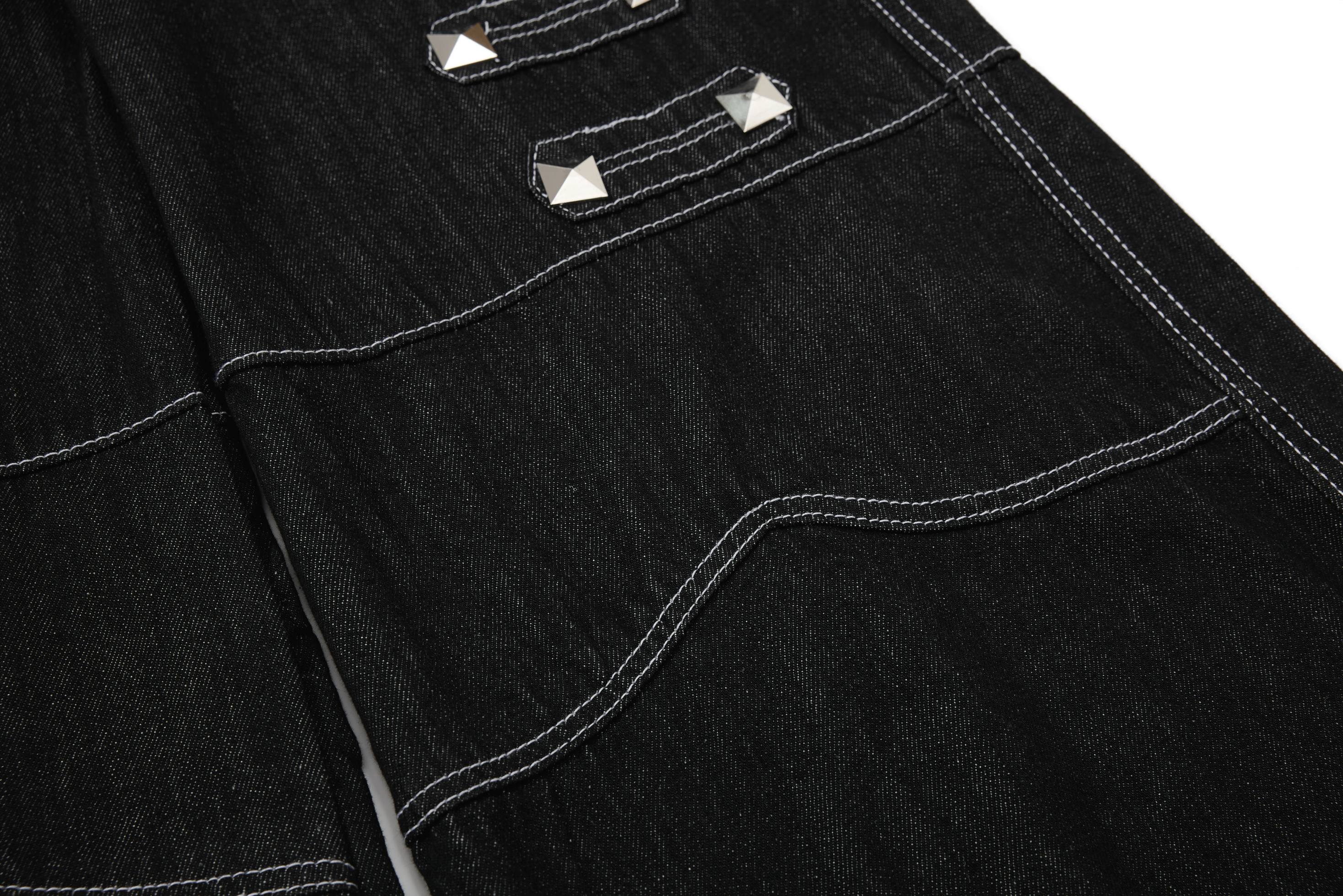 CapCabin Studded Strap Denim Pants