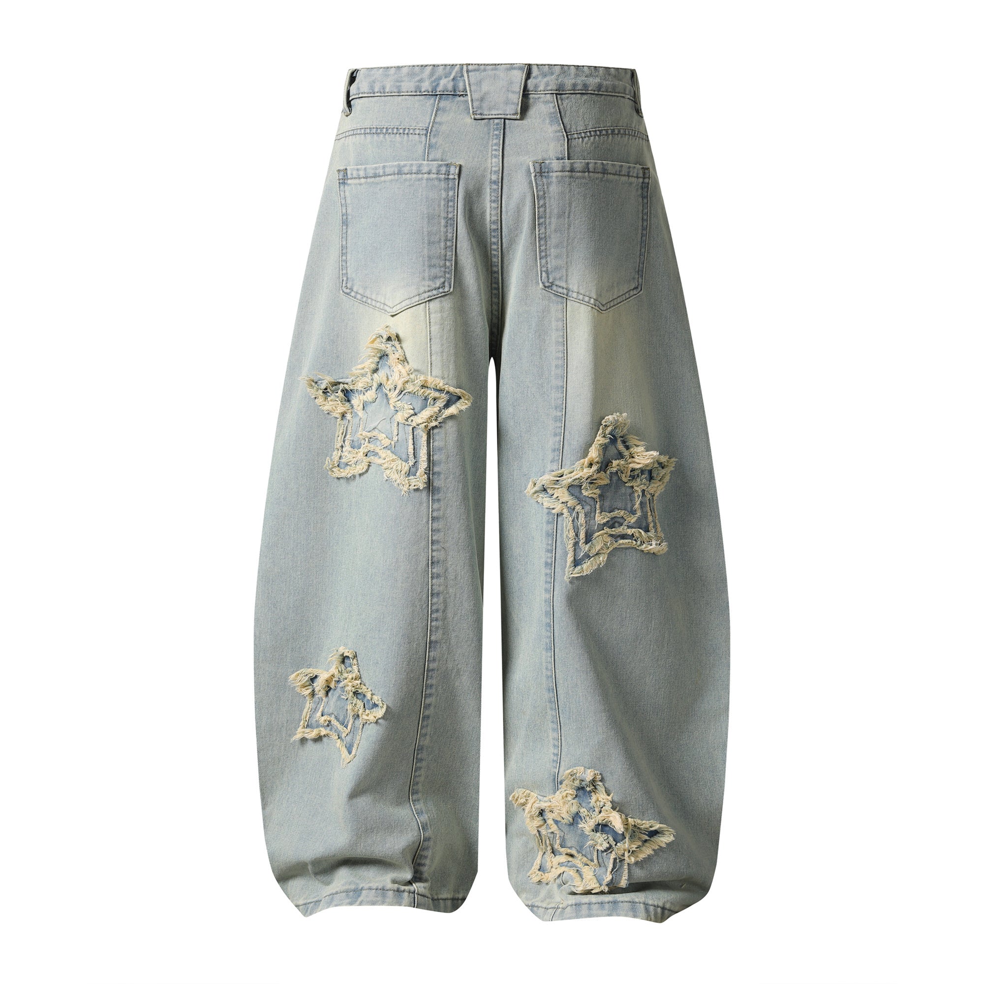 CapCabin “Star Distressed Wide-Leg Jeans”