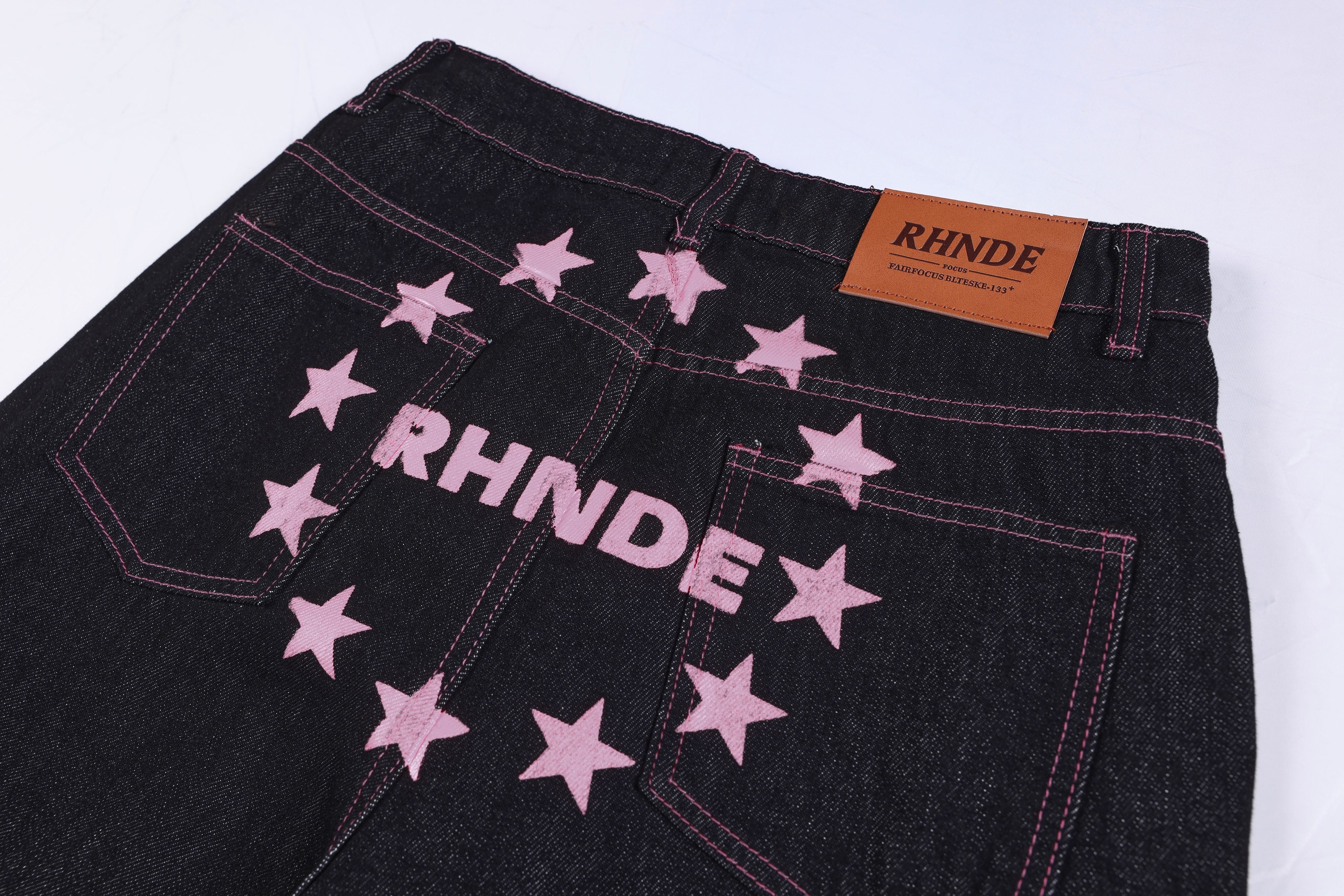 CapCabin Double Waist Star Denim Pants