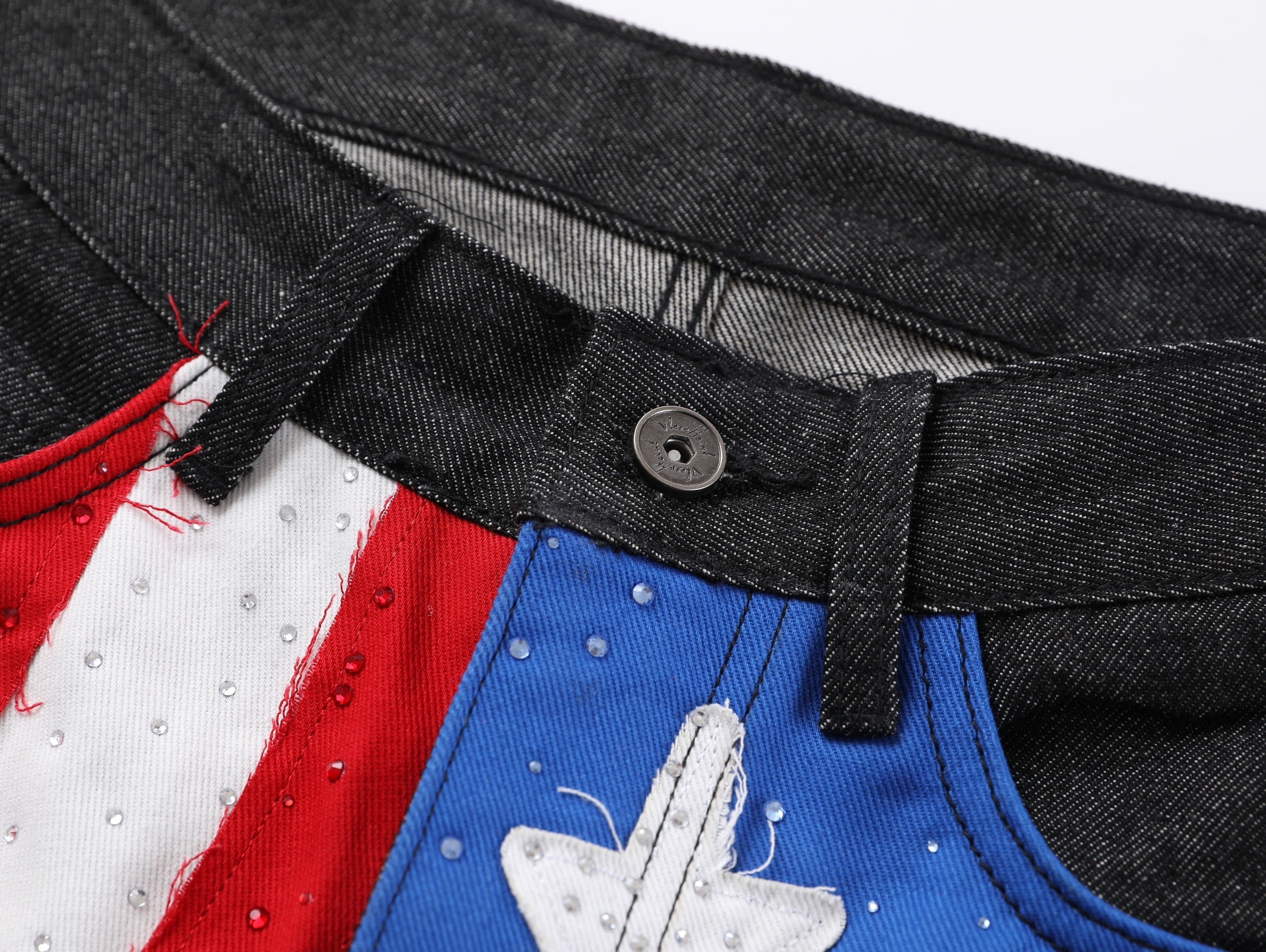 CapCabin Star-Graphic Wide-Leg Denim Pants