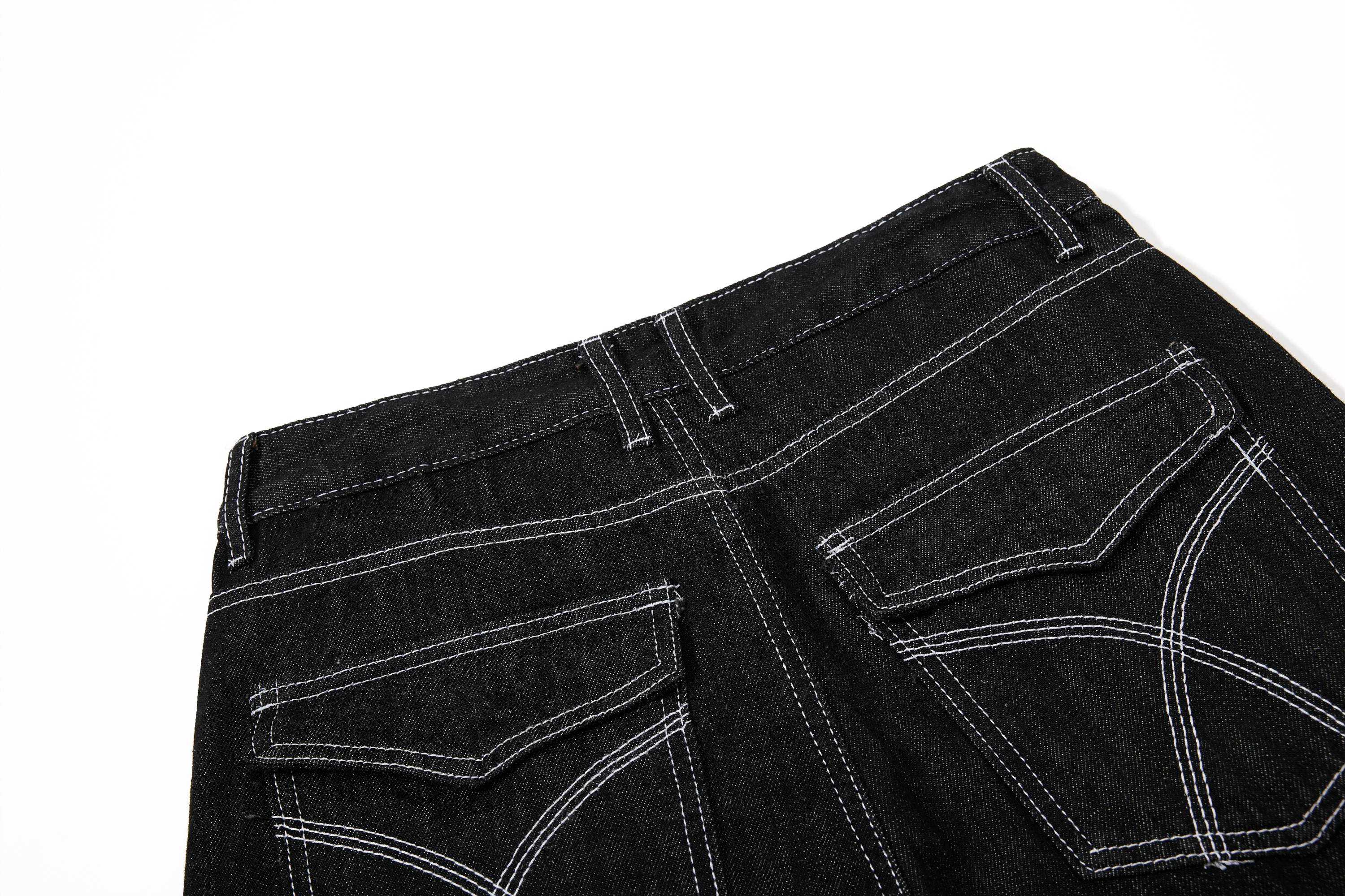 CapCabin Studded Strap Denim Pants