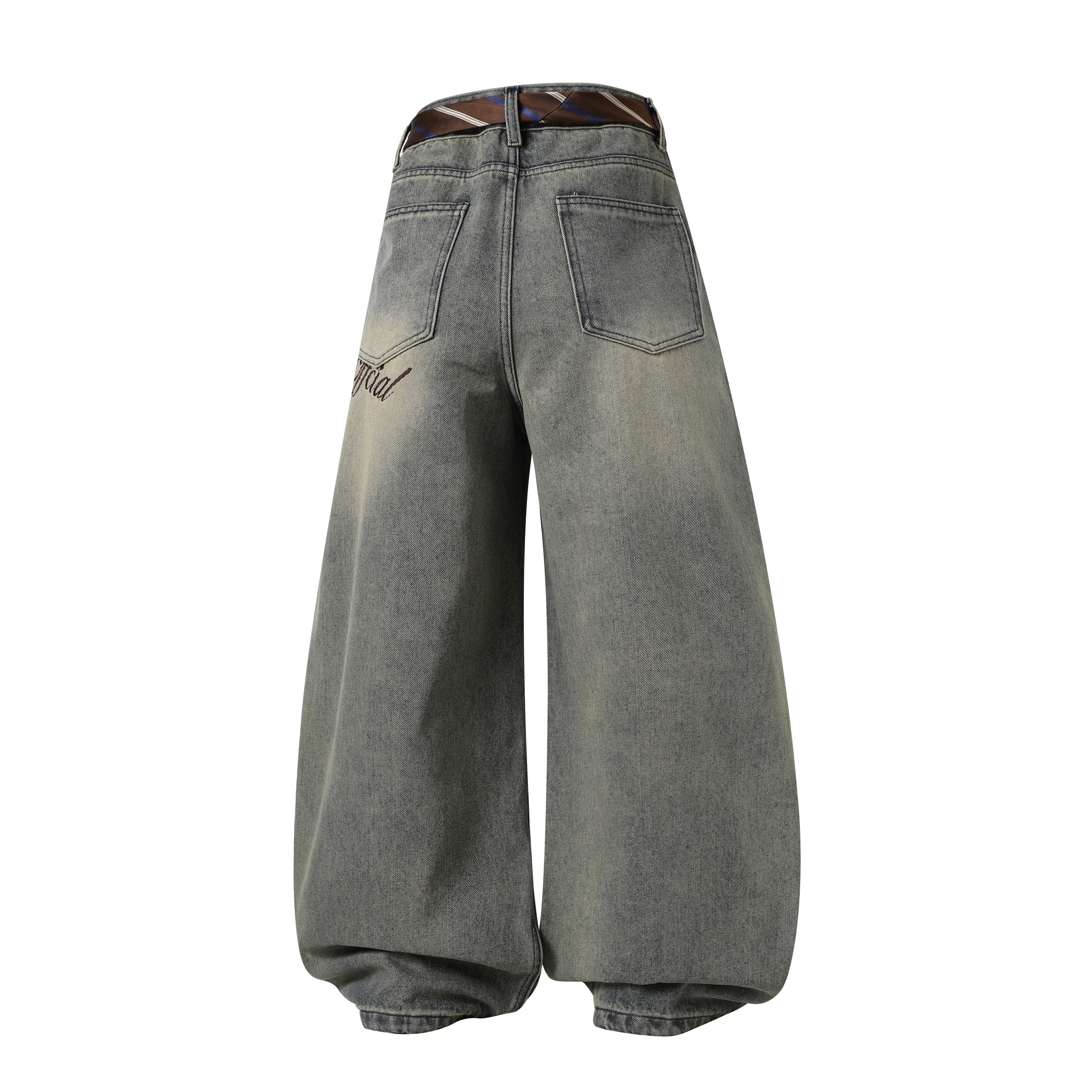 CapCabin Tie-Waist Wide-Leg Denim Pants