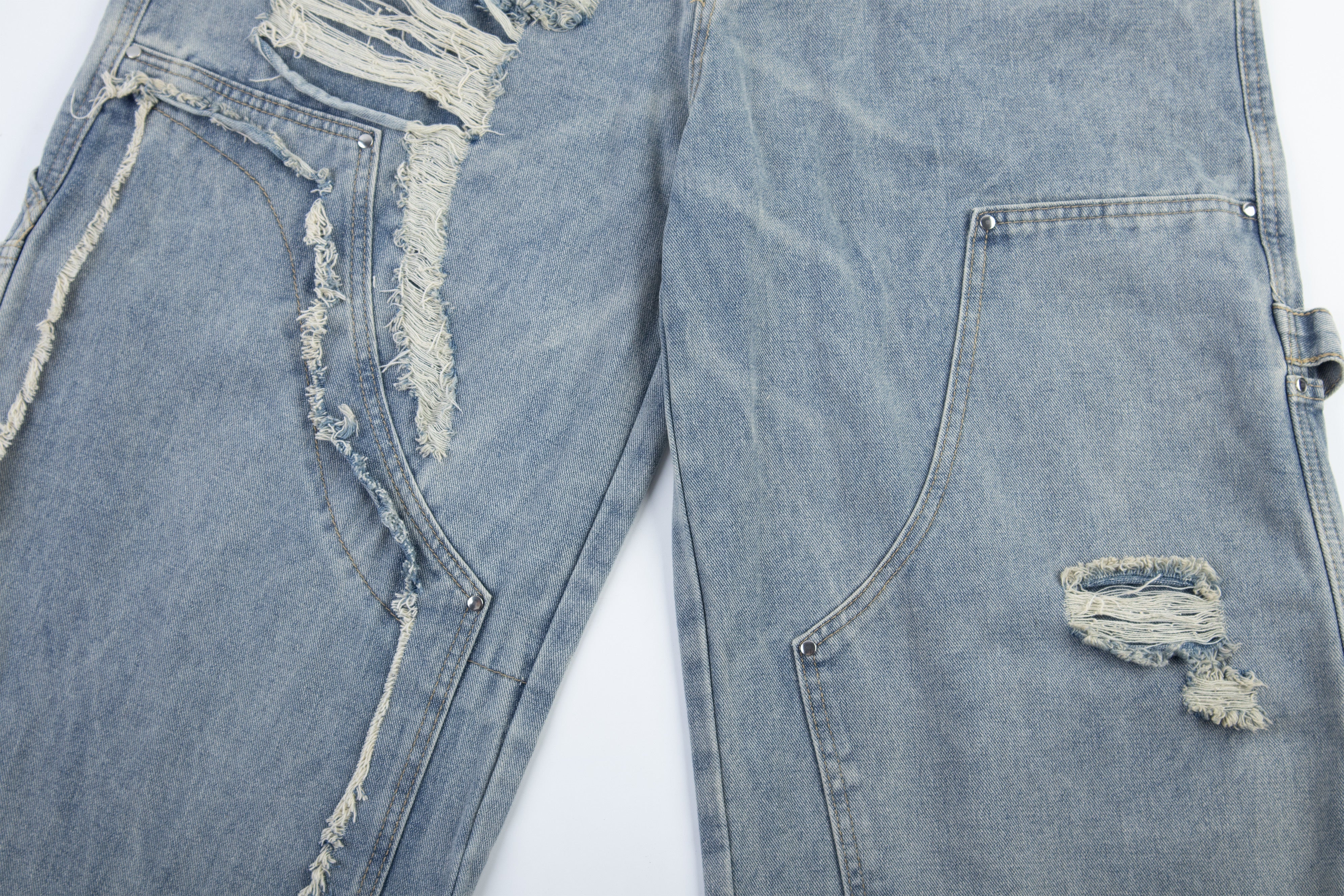 CapCabin Distressed Panel Denim Pants