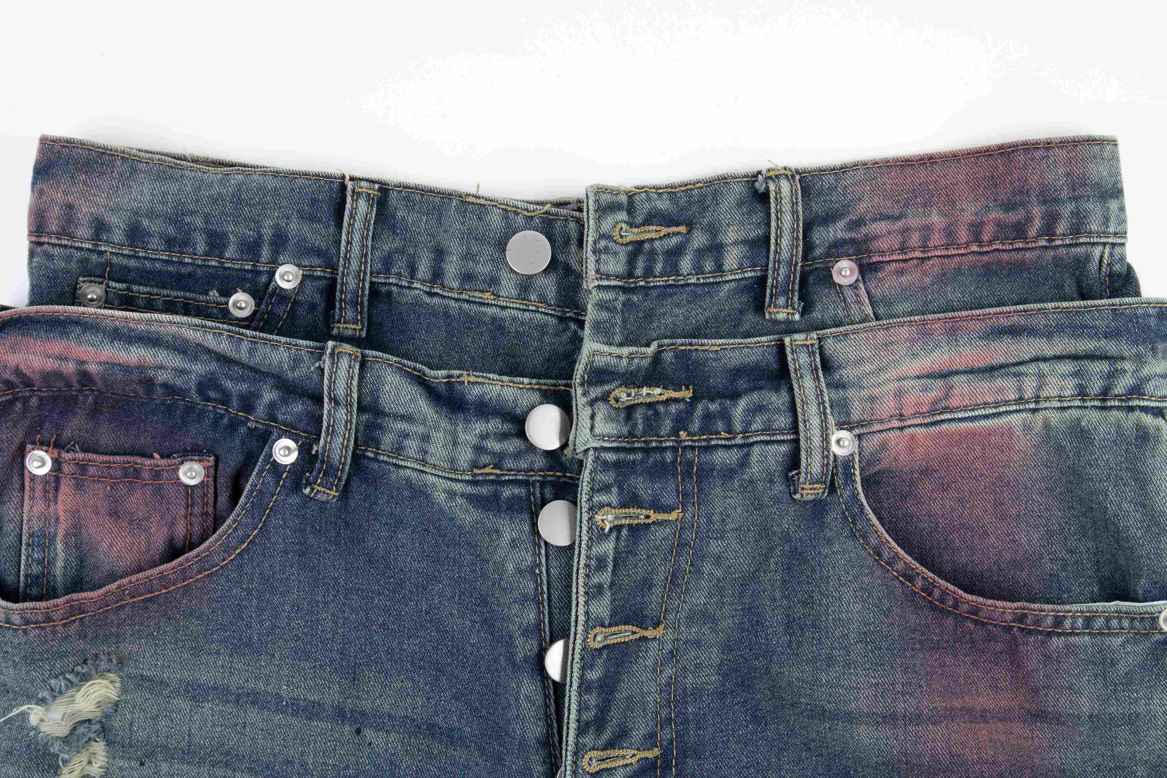 CapCabin Distressed Washed Wide-Leg Jeans