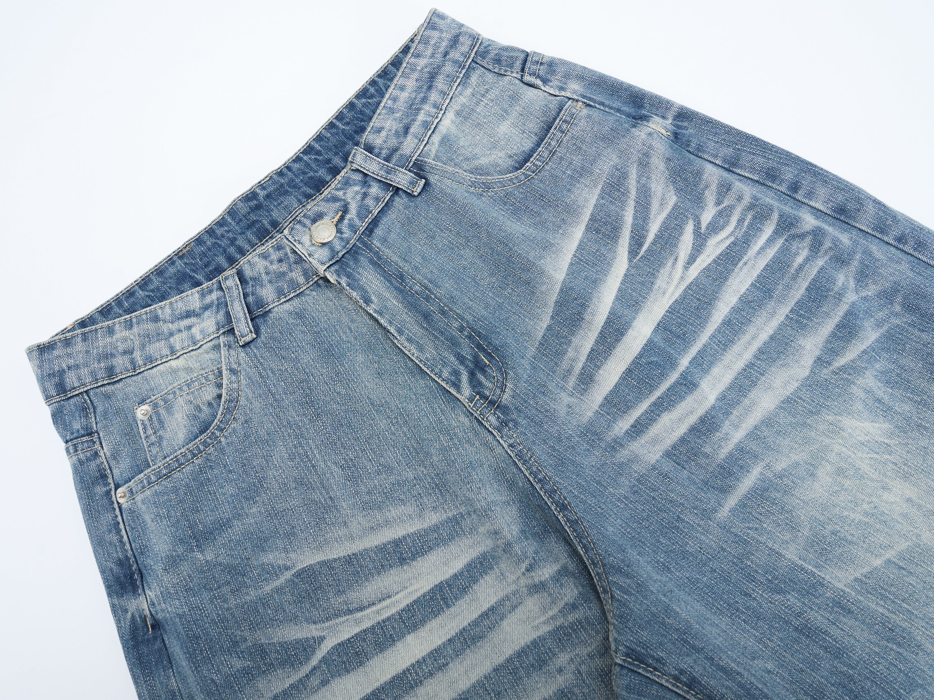 CapCabin Heavy Washed Wide-Leg Denim Jeans