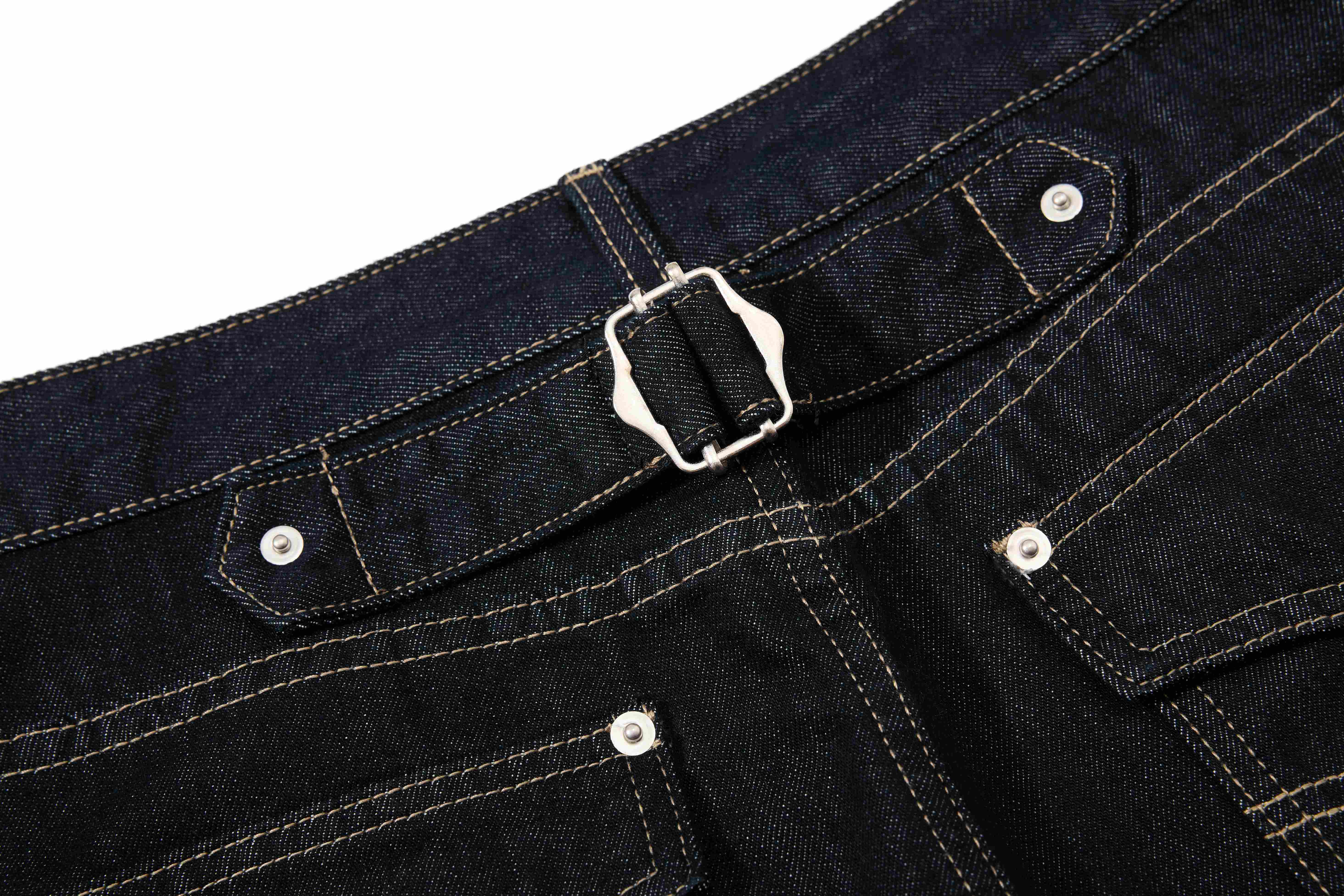 CapCabin Buckle Detail Wide-Leg Denim Pants