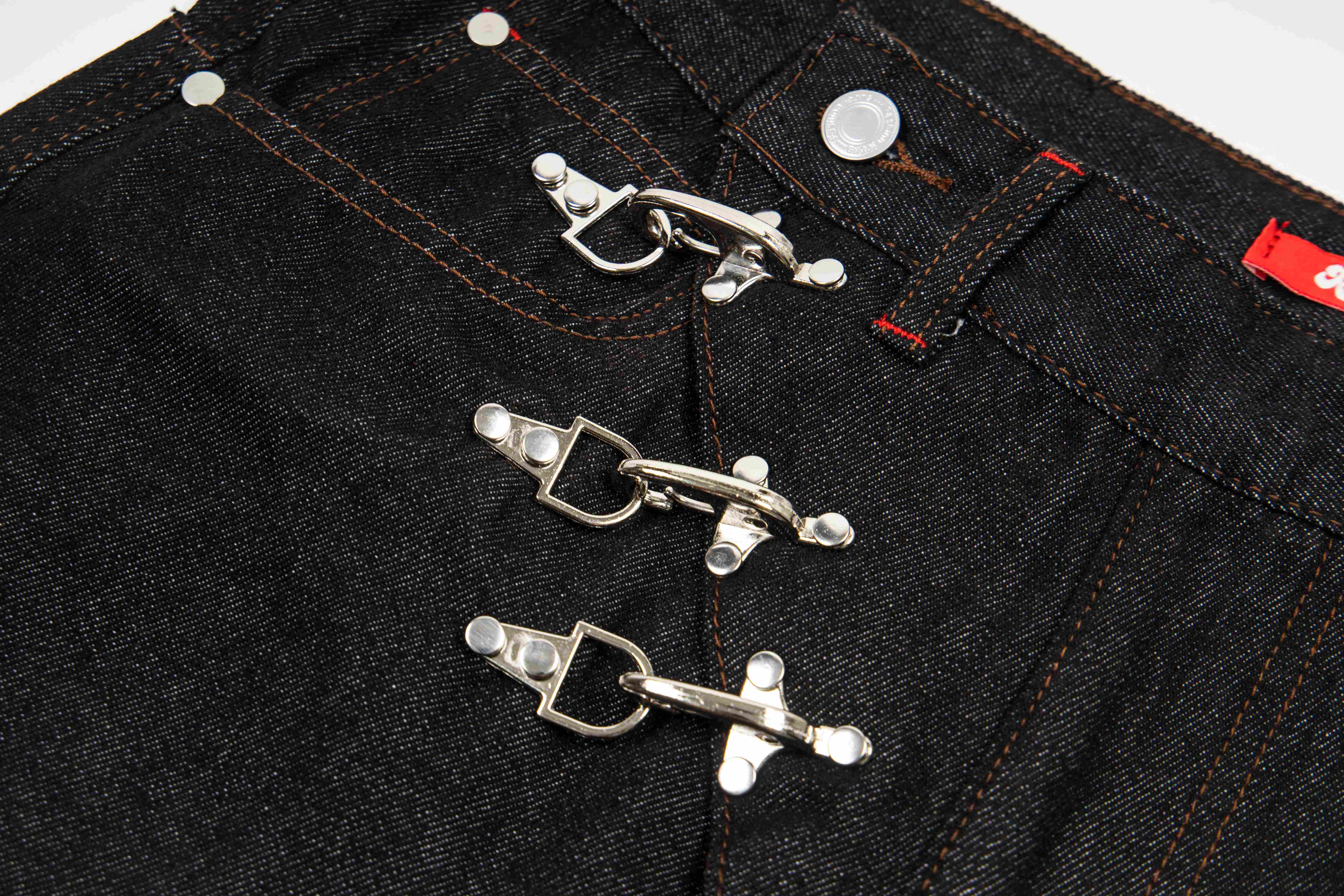 CapCabin Hook Closure Wide-Leg Denim Pants