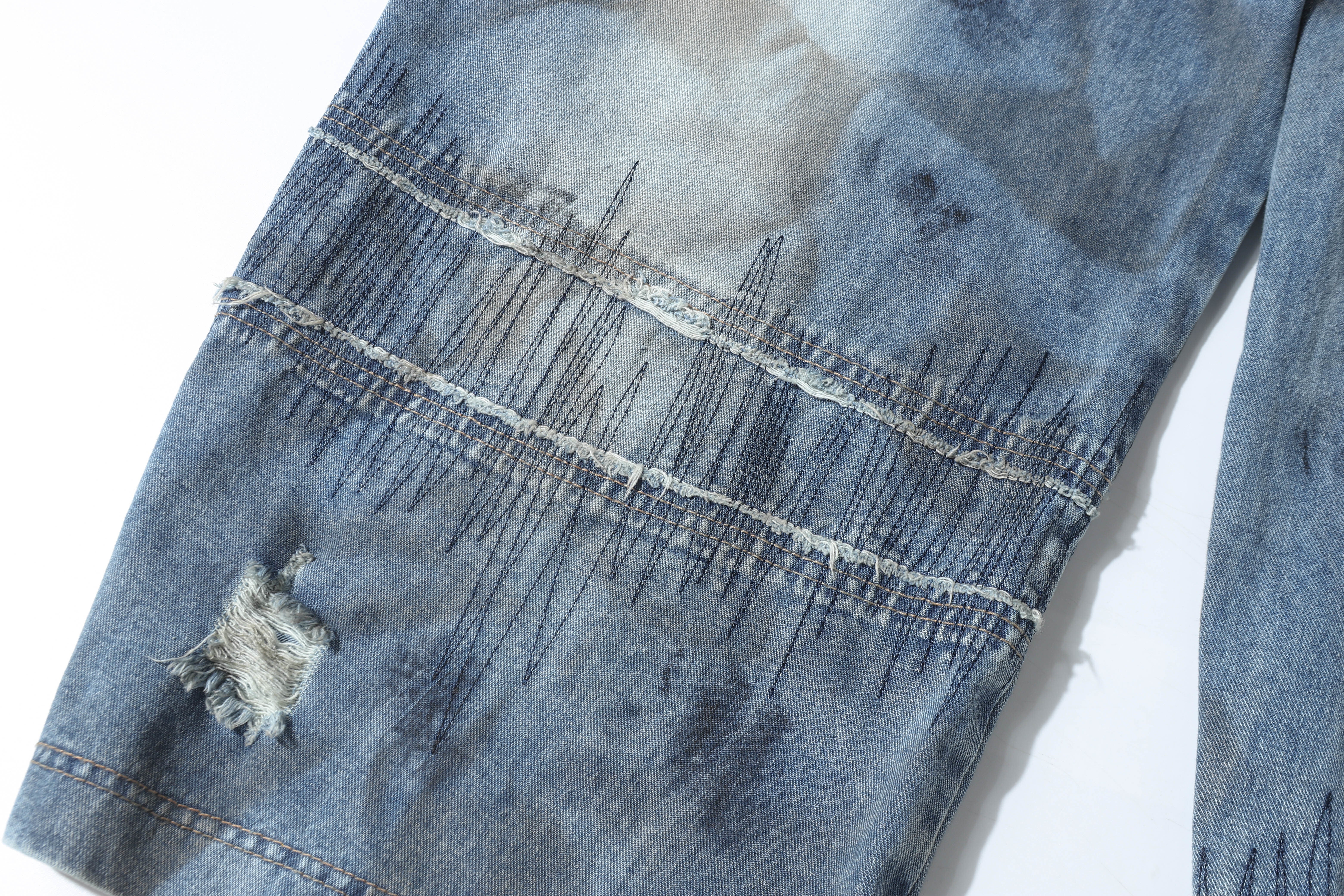 CapCabin Distressed Patchwork Denim Pants