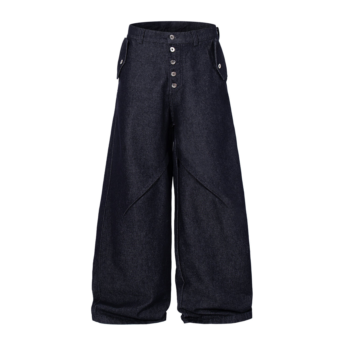 CapCabin Panel Construction Wide Leg Denim Pants