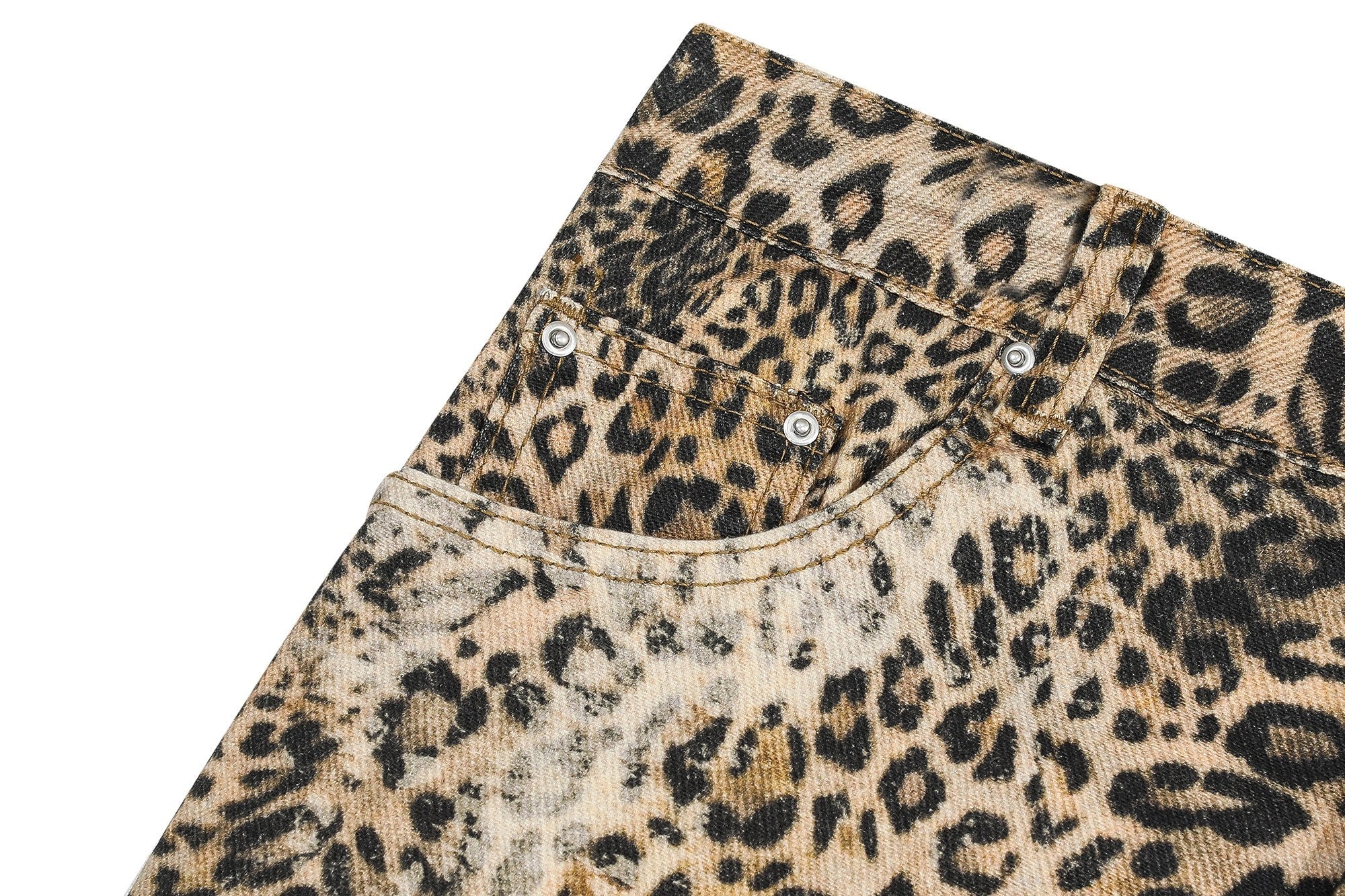 CapCabin “Leopard Fur-Trim Wide-Leg Jeans”