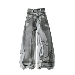 CapCabin Graphic Panel Wide-Leg Pants