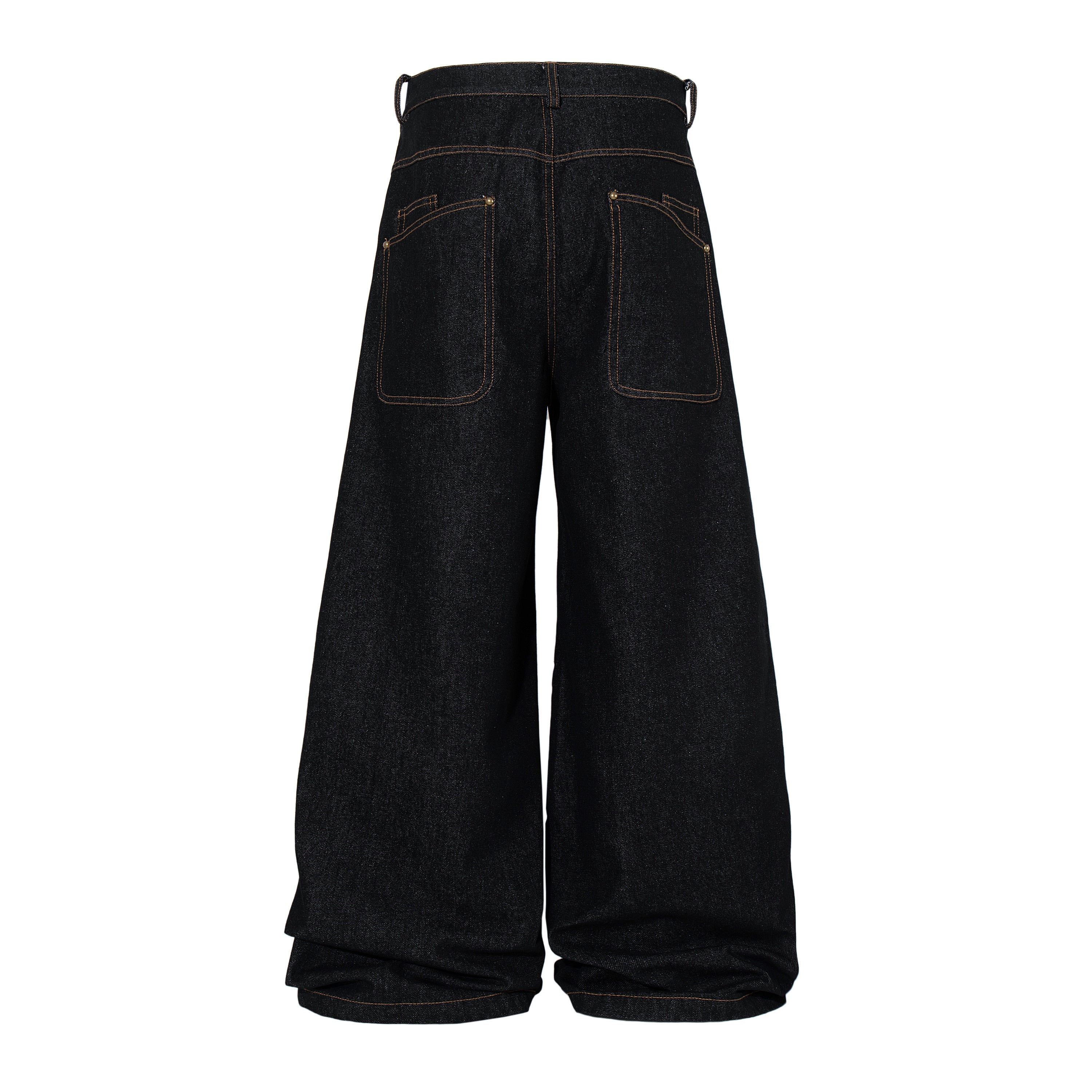 CapCabin Curved Panel Wide Leg Denim Pants