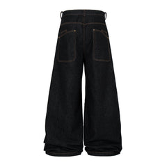 CapCabin Curved Panel Wide Leg Denim Pants