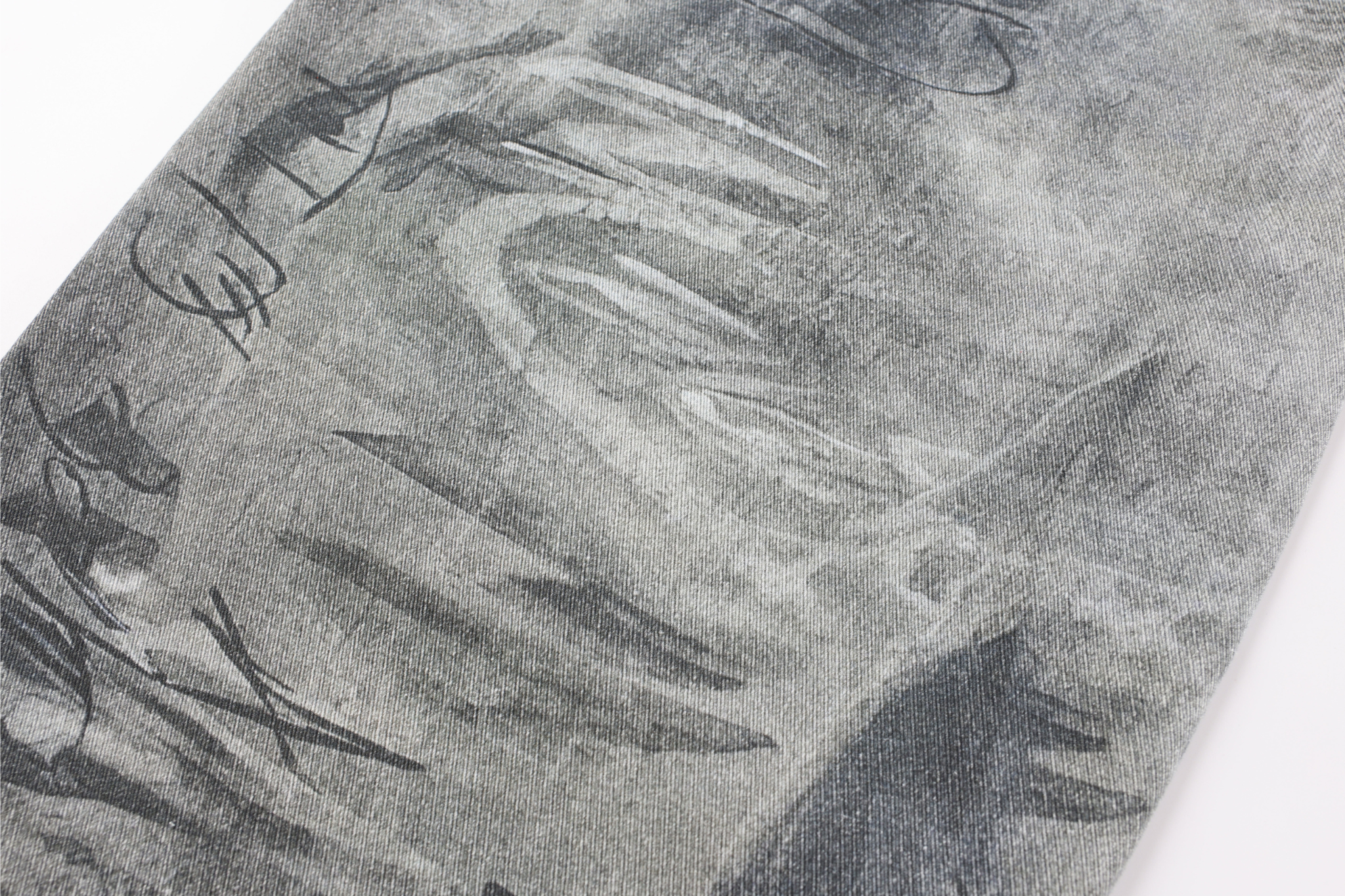 CapCabin Graffiti Washed Curved Denim Pants
