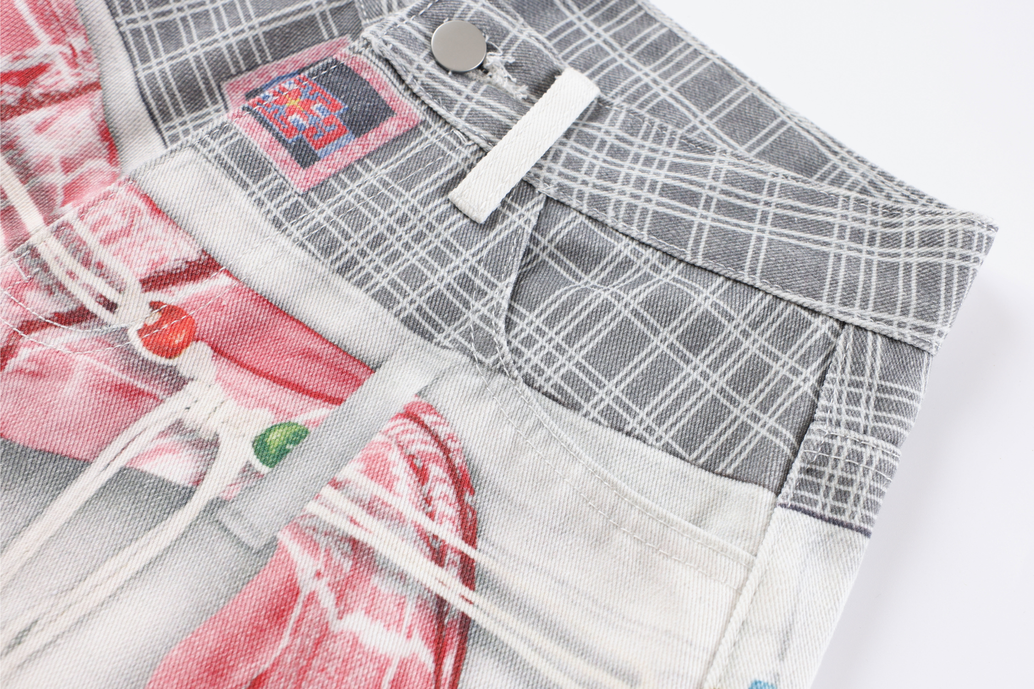 CapCabin Patchwork Double-Waist Denim Pants