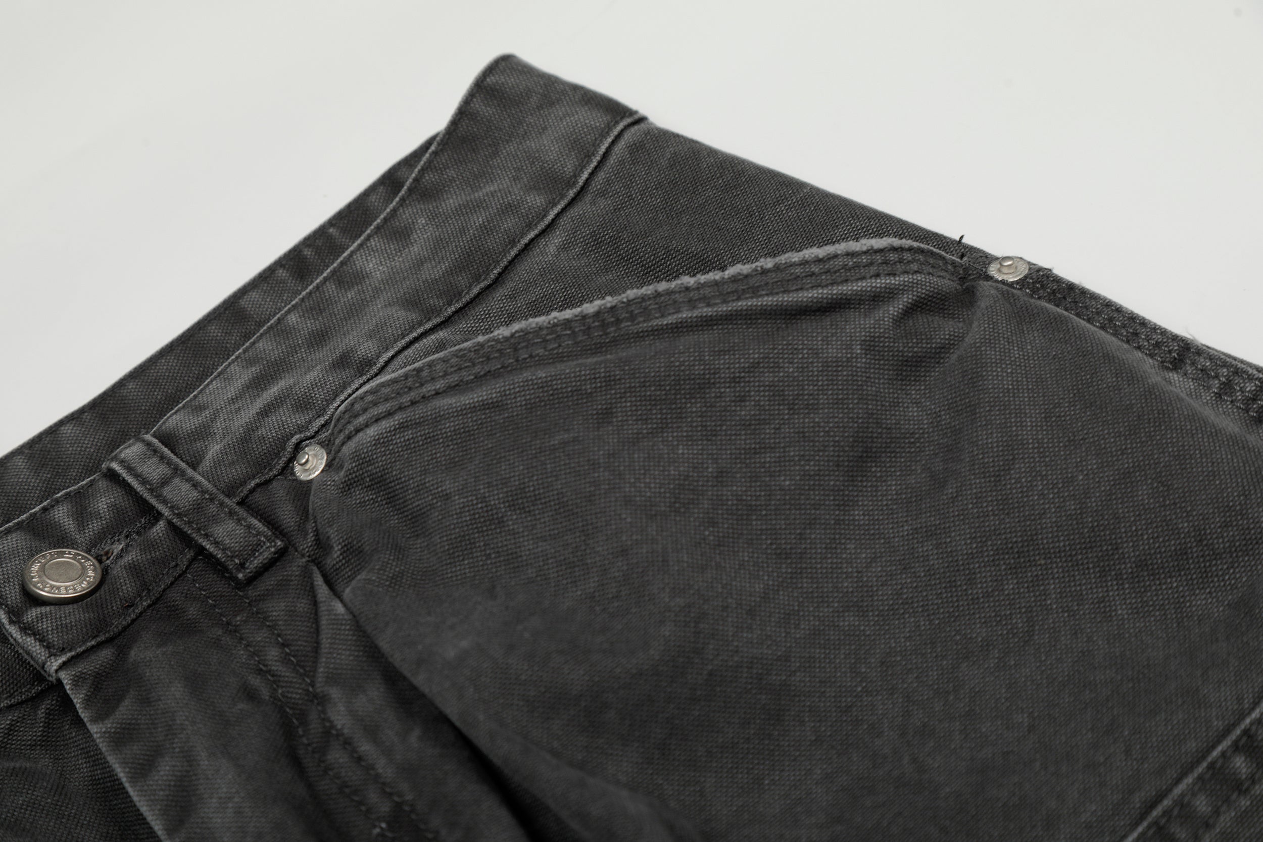 CapCabin Washed Utility Wide-Leg Denim Pants