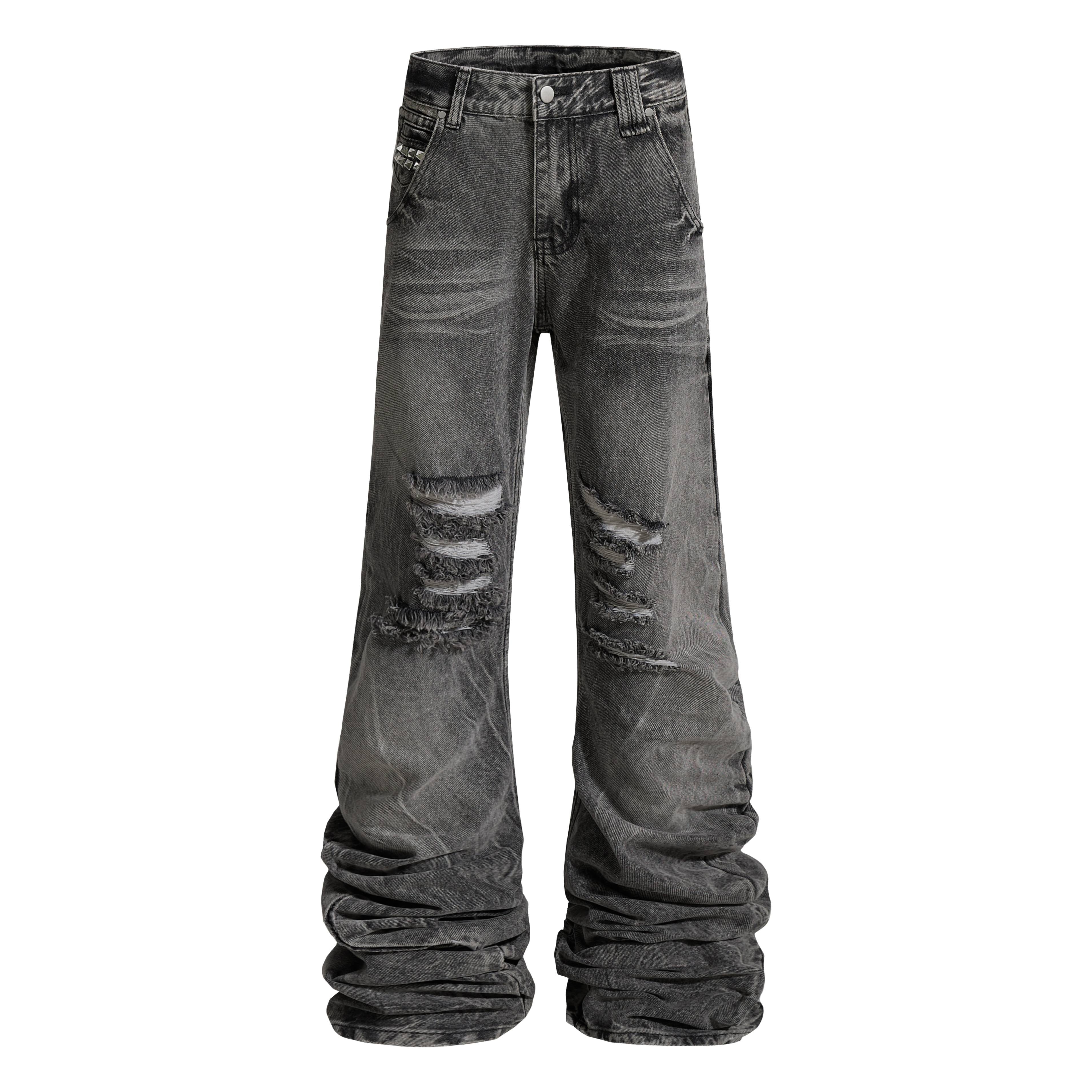 CapCabin Distressed Studded Denim Pants