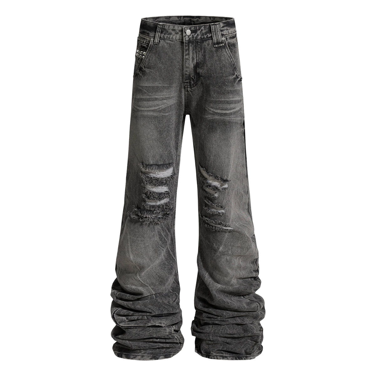 CapCabin Distressed Studded Denim Pants