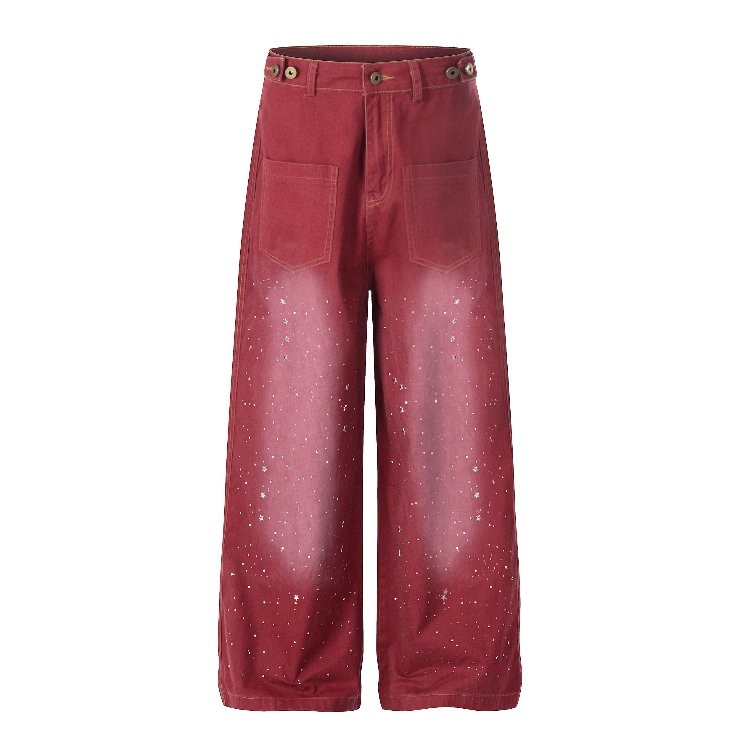 CapCabin “Vintage Red Splatter Wide-Leg Pants”