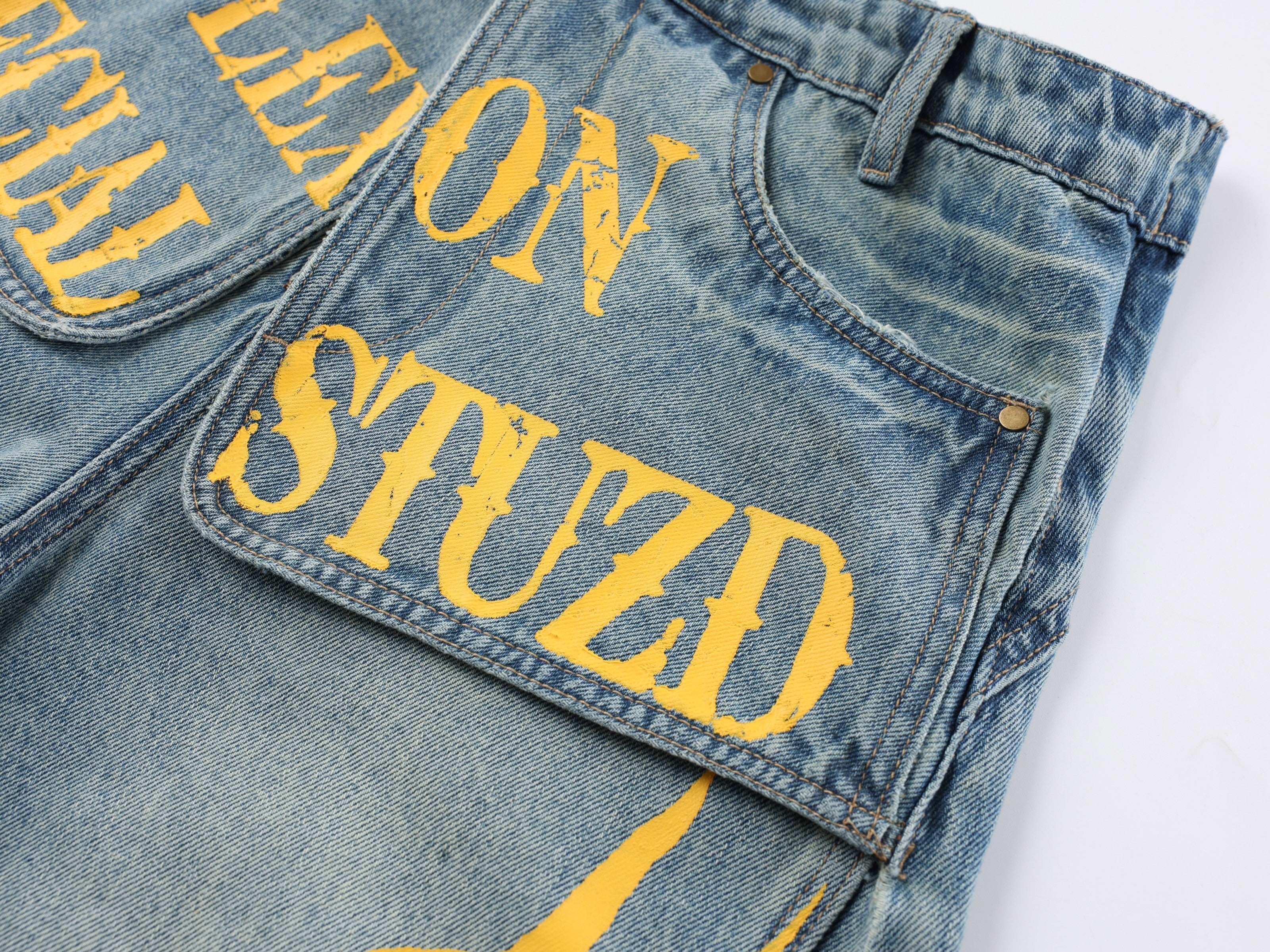 CapCabin Graphic Wide-Leg Denim Pants