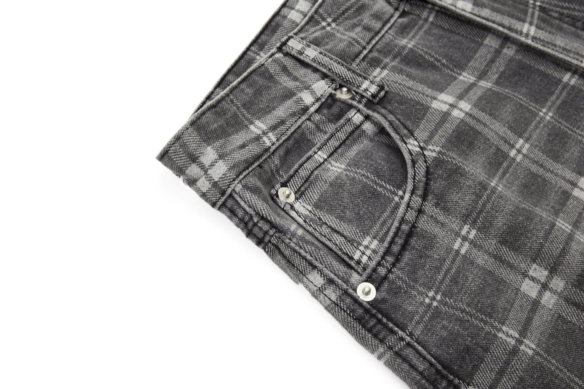 CapCabin Plaid Oversized Wide-Leg Jeans