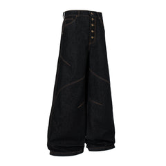 CapCabin Curved Panel Wide Leg Denim Pants