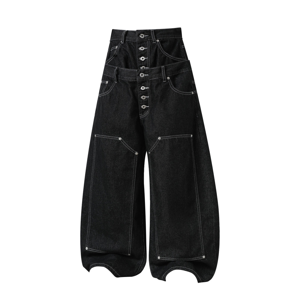 CapCabin Double-Waist Utility Denim Pants