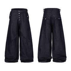 CapCabin Panel Construction Wide Leg Denim Pants