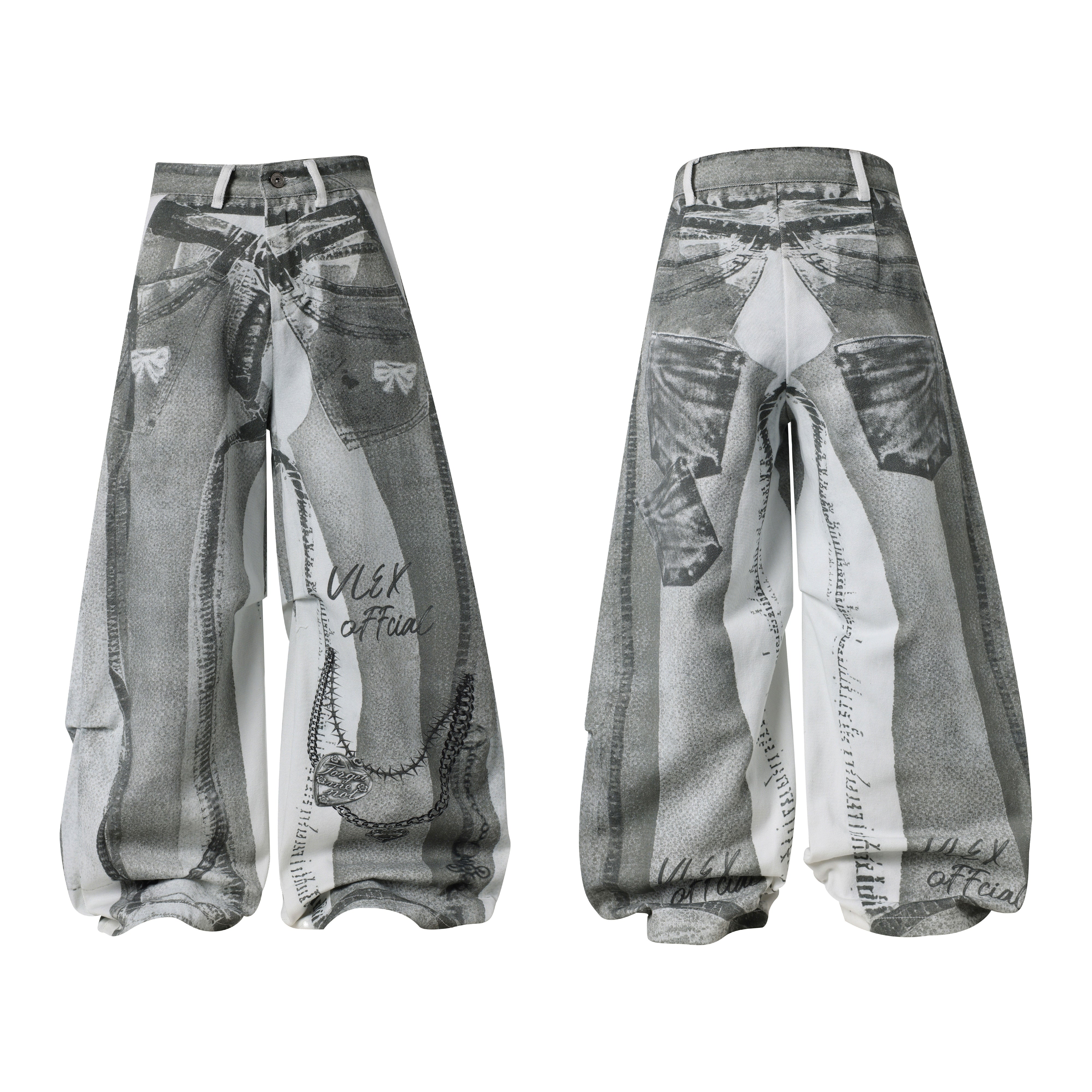 CapCabin Graphic Panel Wide-Leg Pants