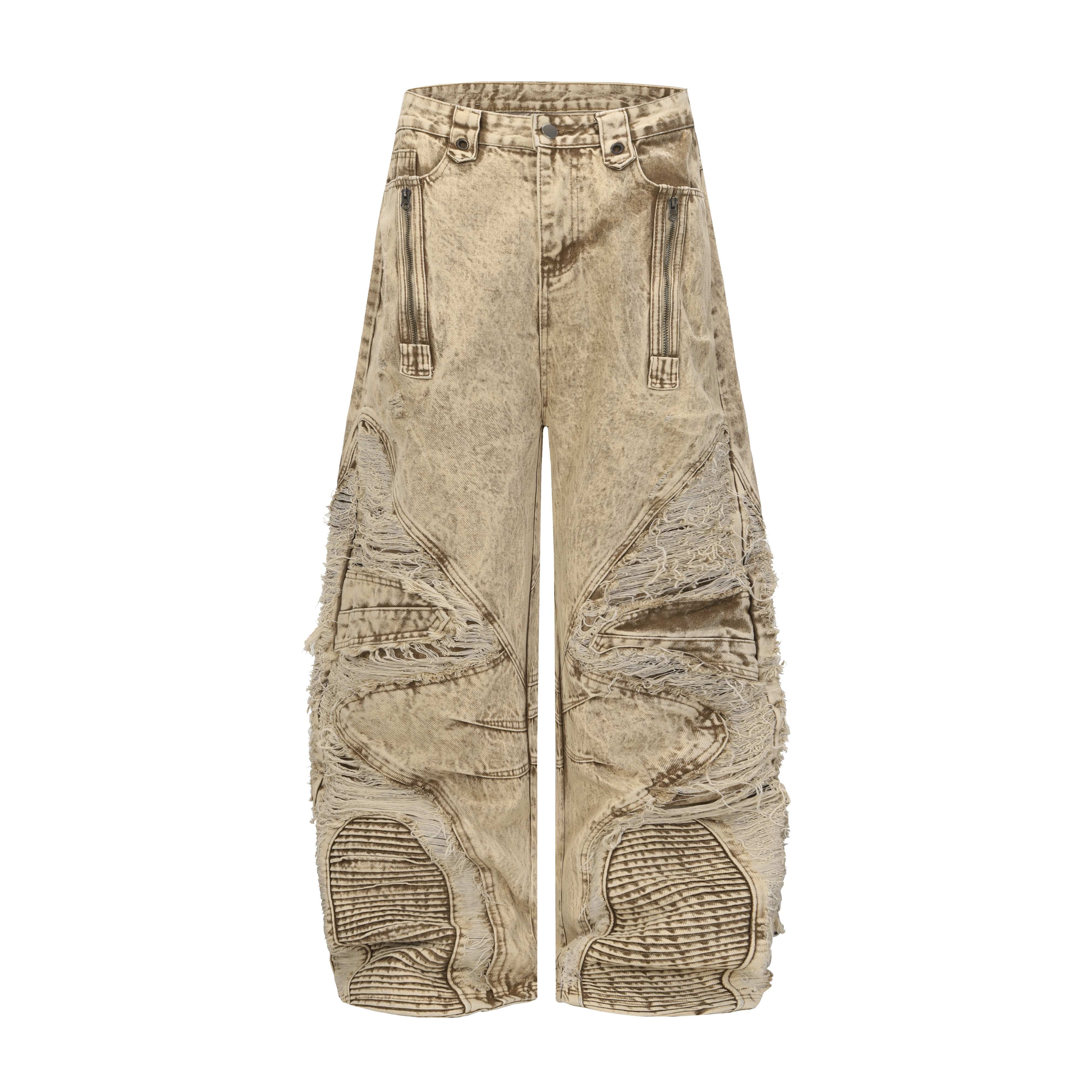 CapCabin “Vintage Distressed Panel Jeans”