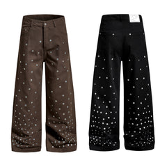 CapCabin Stud Detail Wide-Leg Pants