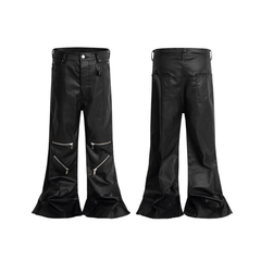 CapCabin Blade-Cut Zip Leather Pants