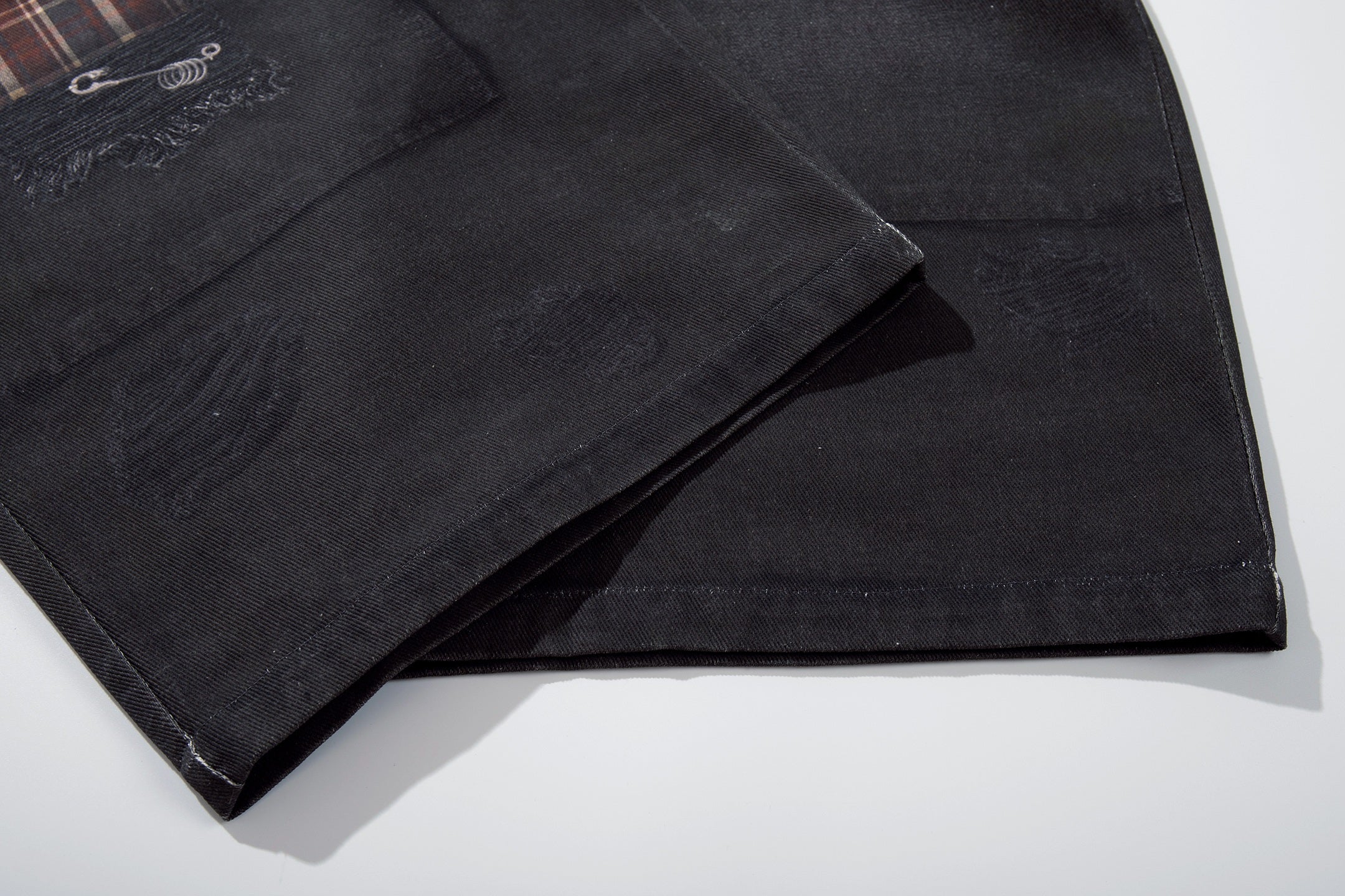 CapCabin “Layered Distress Patch Denim Pants”
