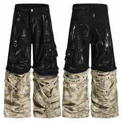 CapCabin Washed Utility Cargo Denim Pants