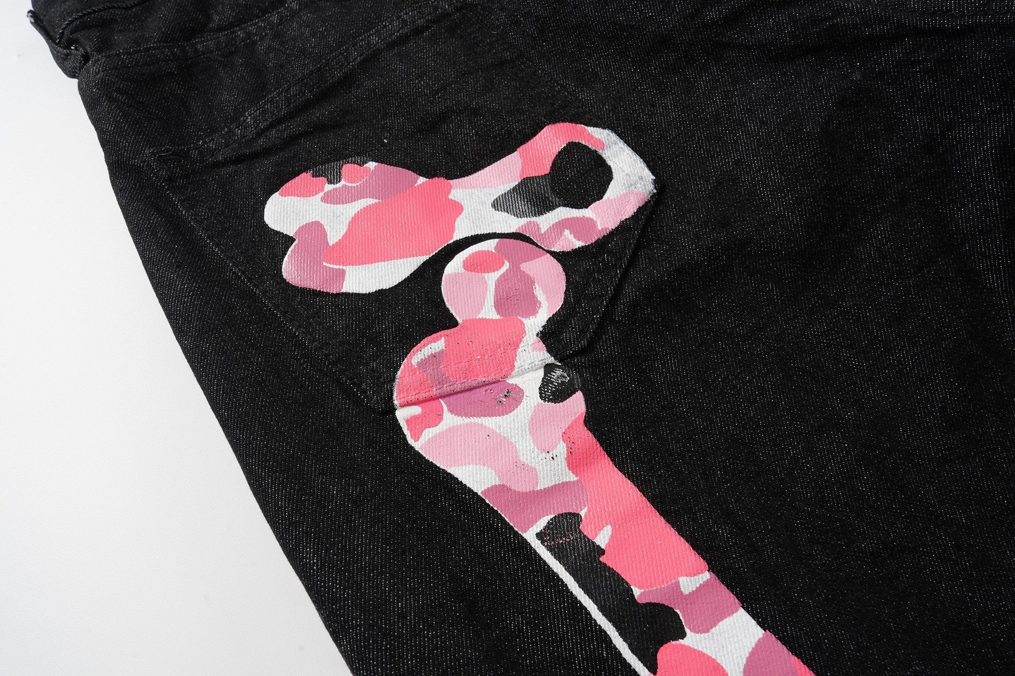 CapCabin Skeleton Graphic Wide-Leg Denim Pants