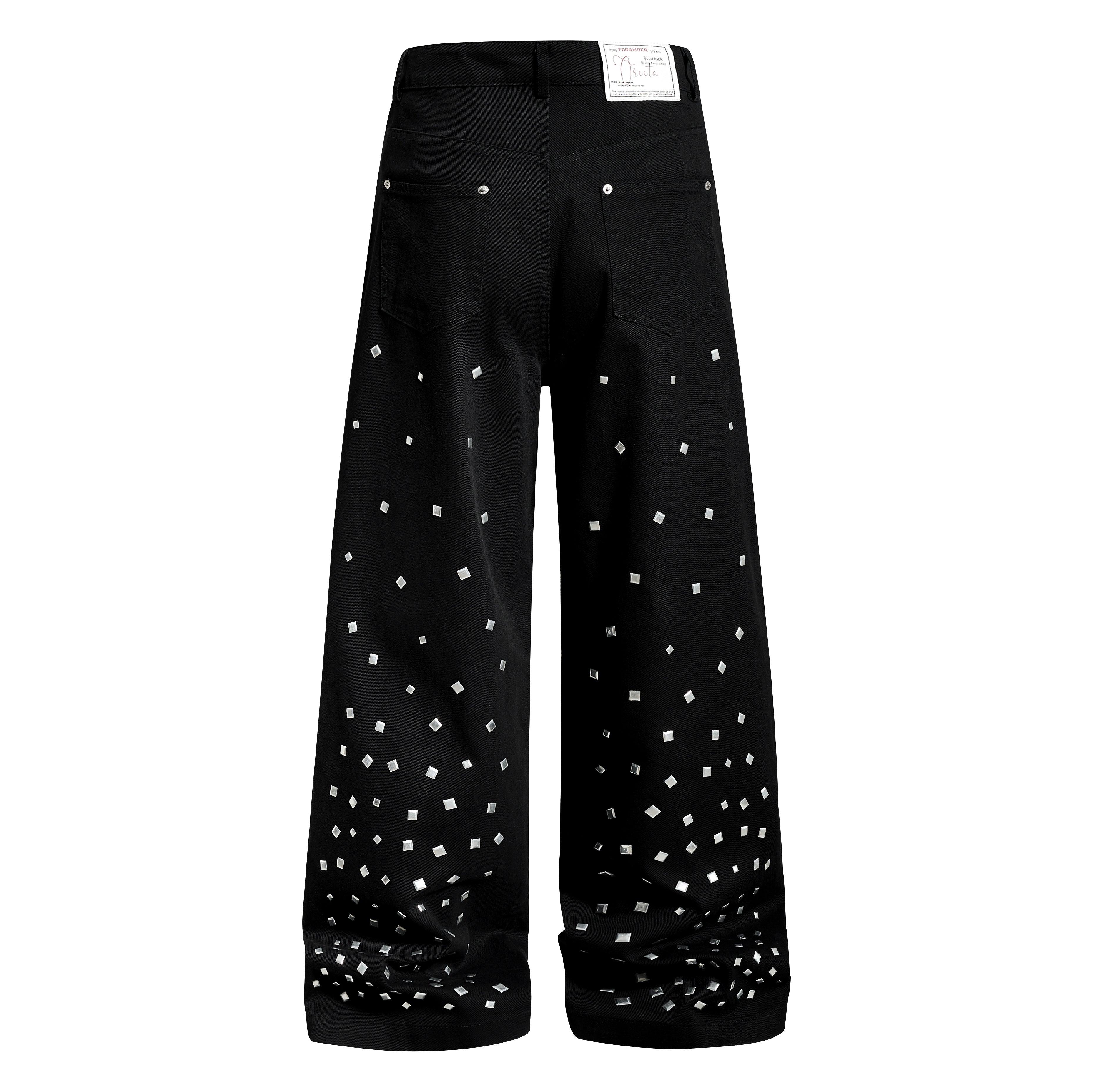 CapCabin Stud Detail Wide-Leg Pants