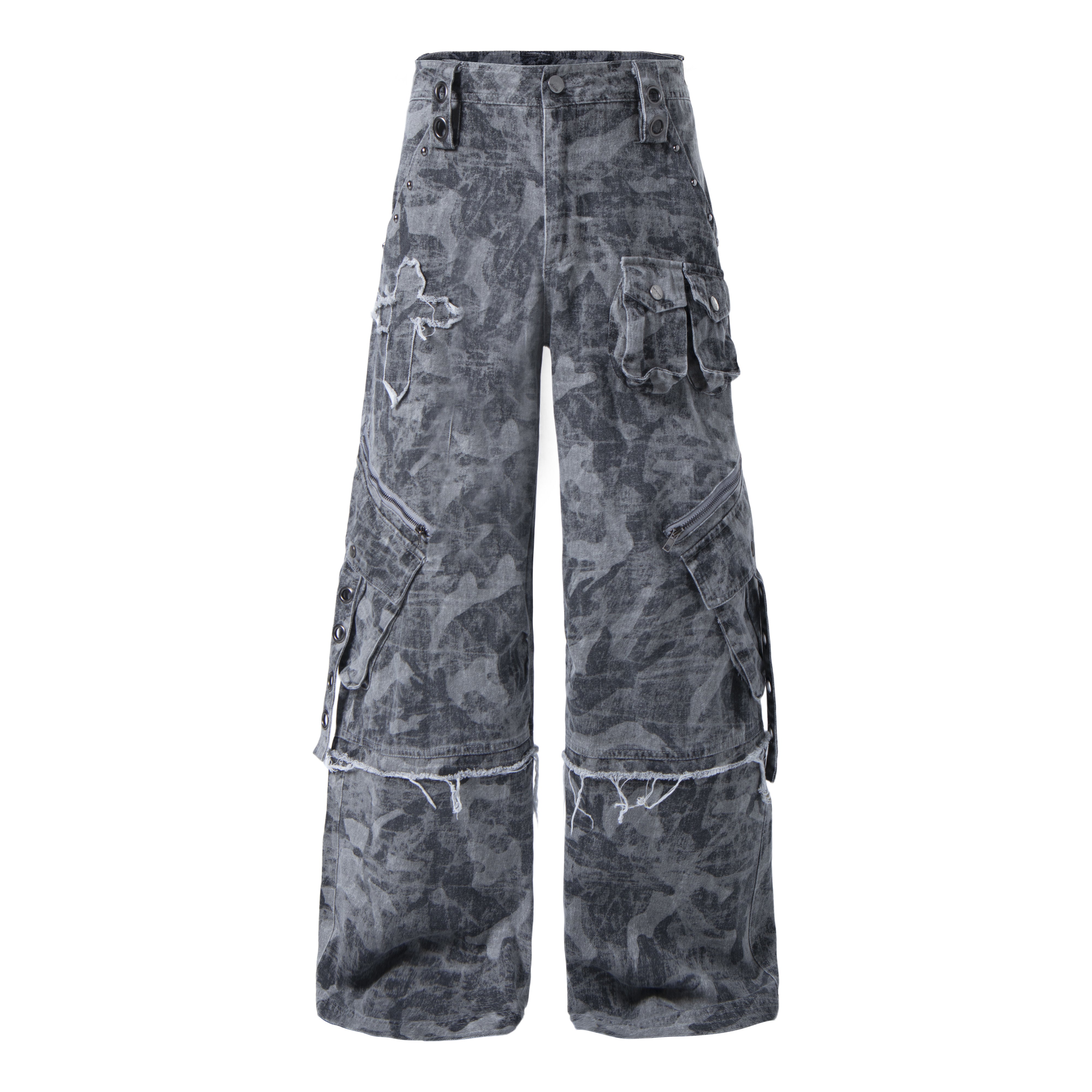 CapCabin Distressed Multi-Pocket Cargo Pants