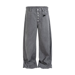 CapCabin Button-Fly Washed Denim Pants
