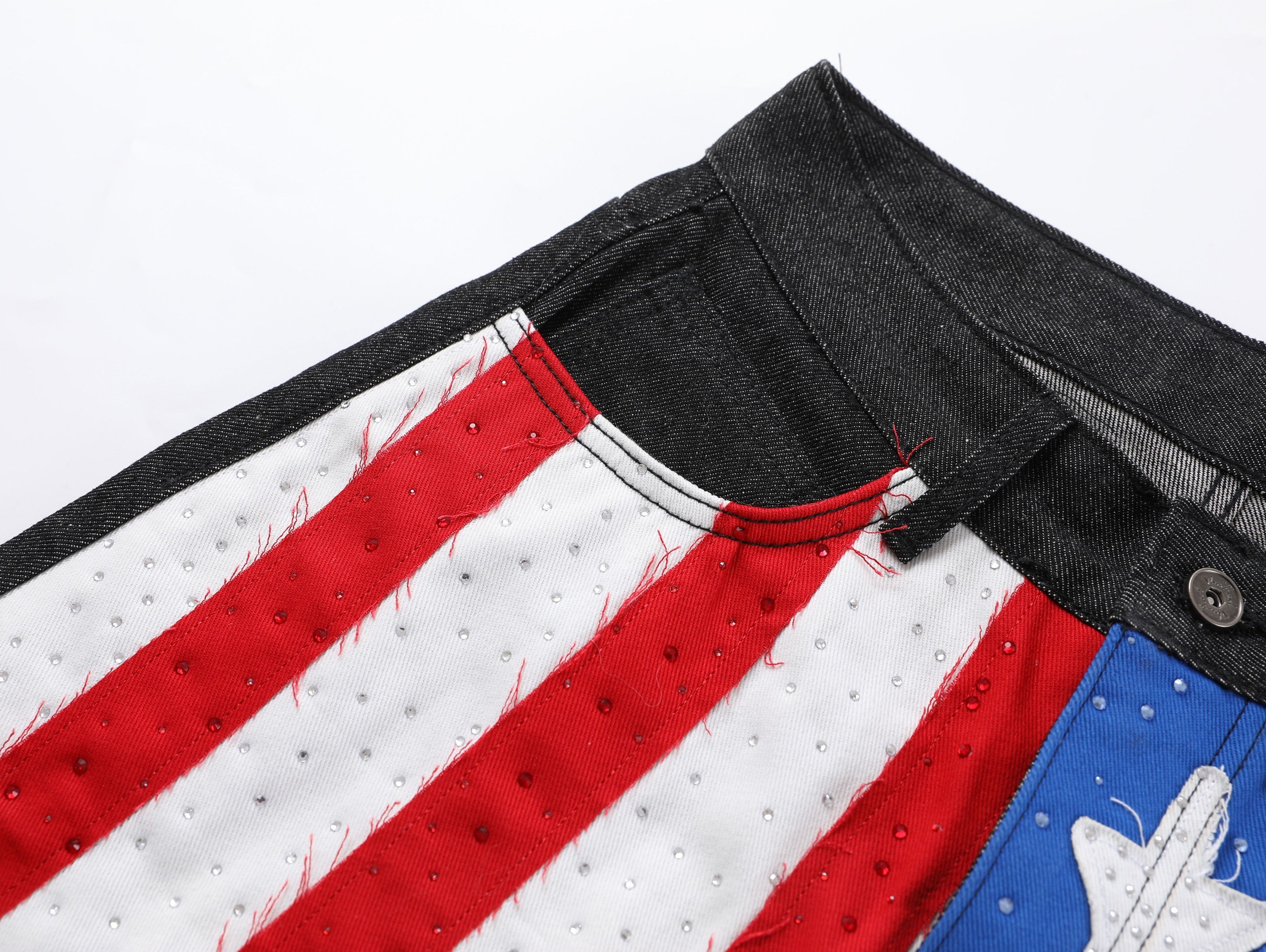 CapCabin Star-Graphic Wide-Leg Denim Pants