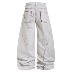 CapCabin Washed Panel Denim Pants