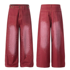 CapCabin “Vintage Red Splatter Wide-Leg Pants”