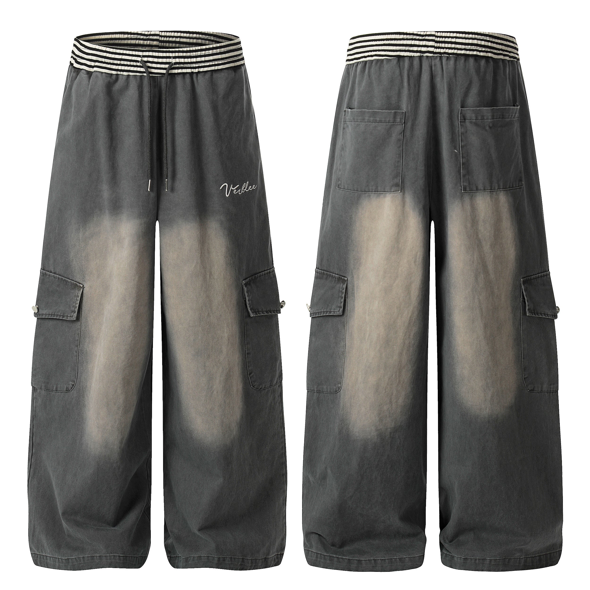 CapCabin Washed Cargo Wide-Leg Pants