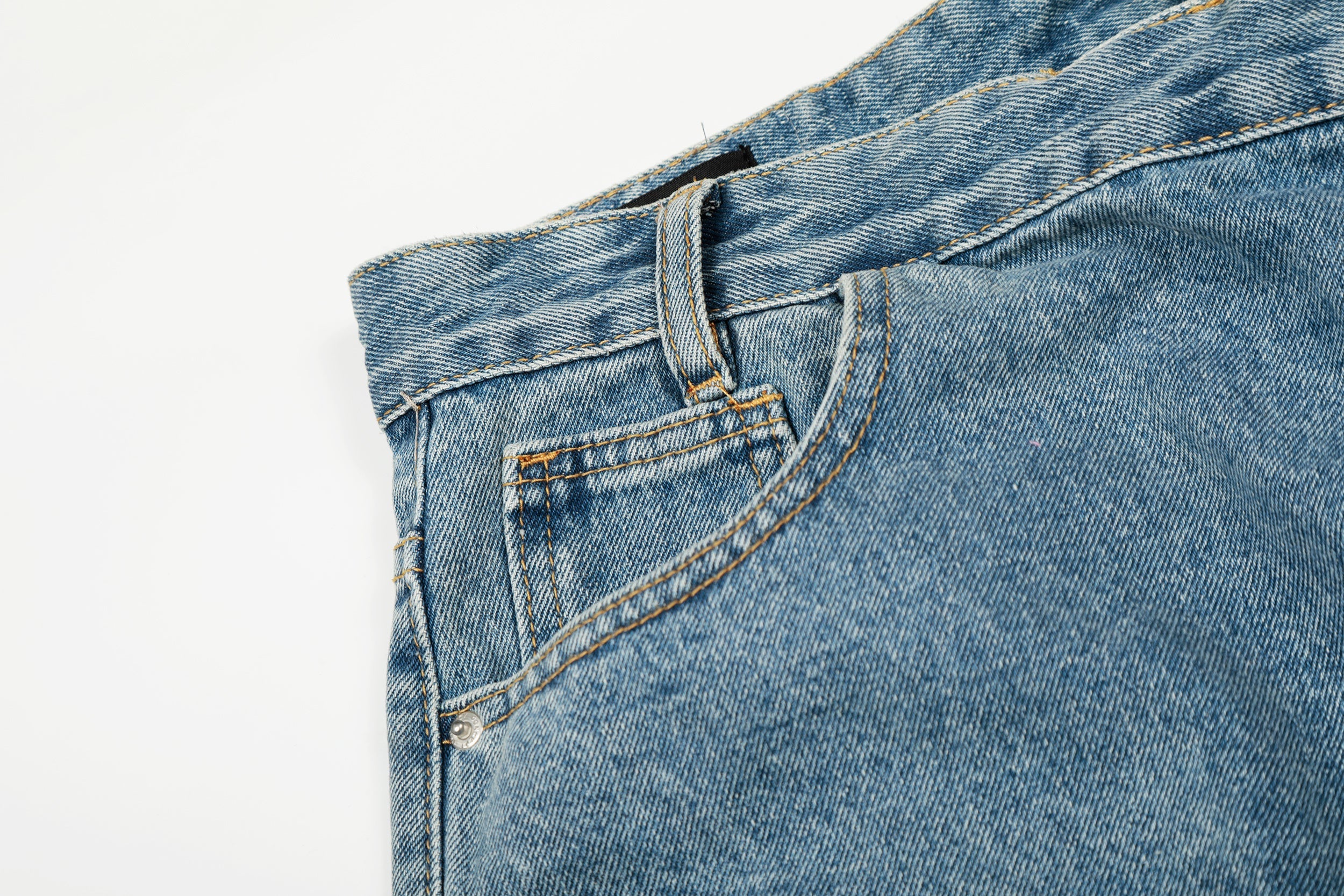 CapCabin Asymmetric Waist Wide-Leg Denim Pants